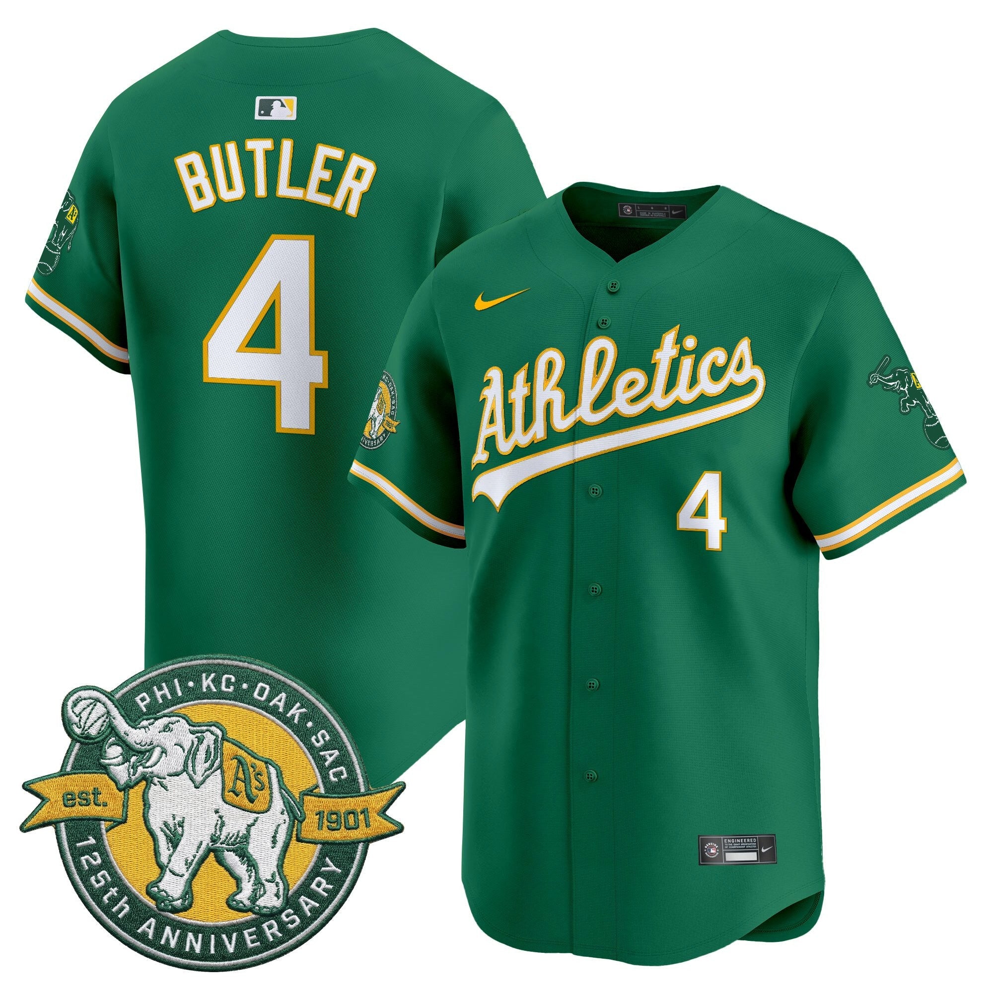 Men's Oakland Athletics 125th Anniversary Patch Vapor Premier Limited Jersey - All Stitched
