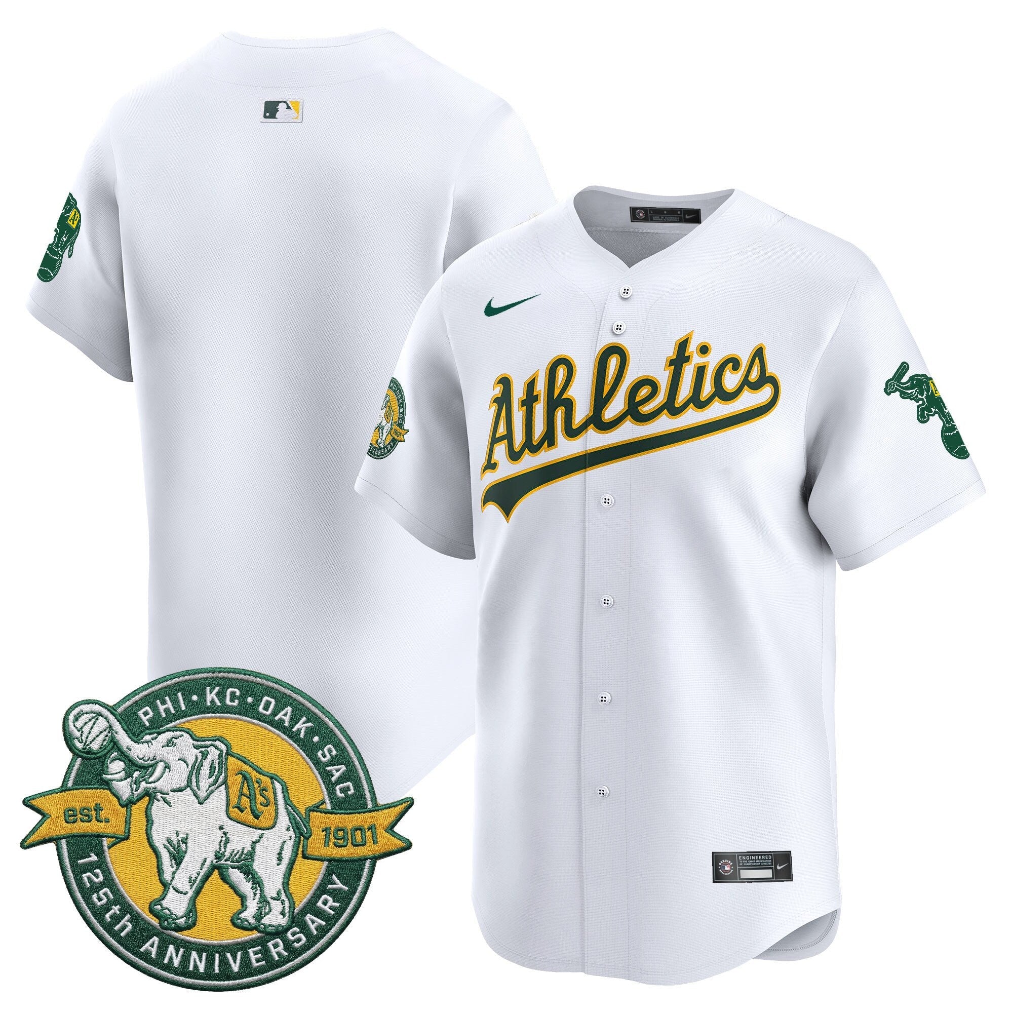 Men's Oakland Athletics 125th Anniversary Patch Vapor Premier Limited Jersey - All Stitched