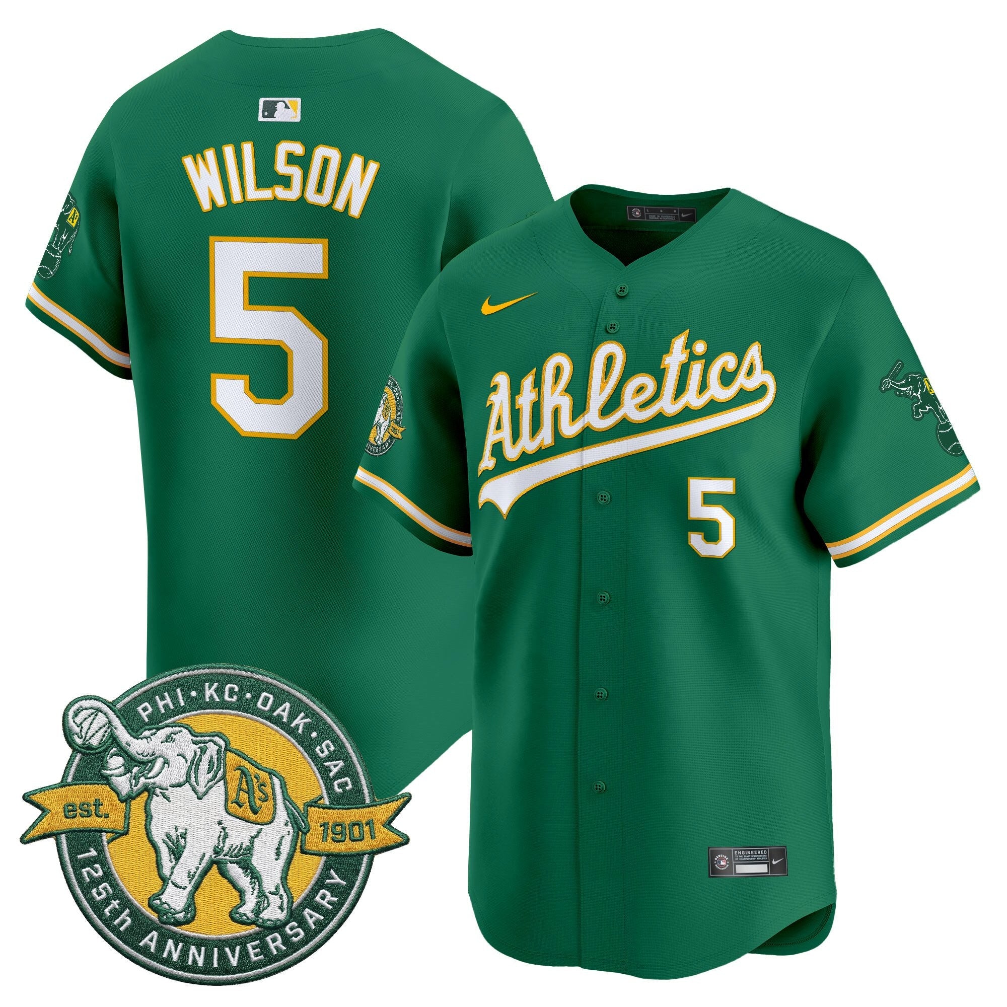 Men's Oakland Athletics 125th Anniversary Patch Vapor Premier Limited Jersey - All Stitched