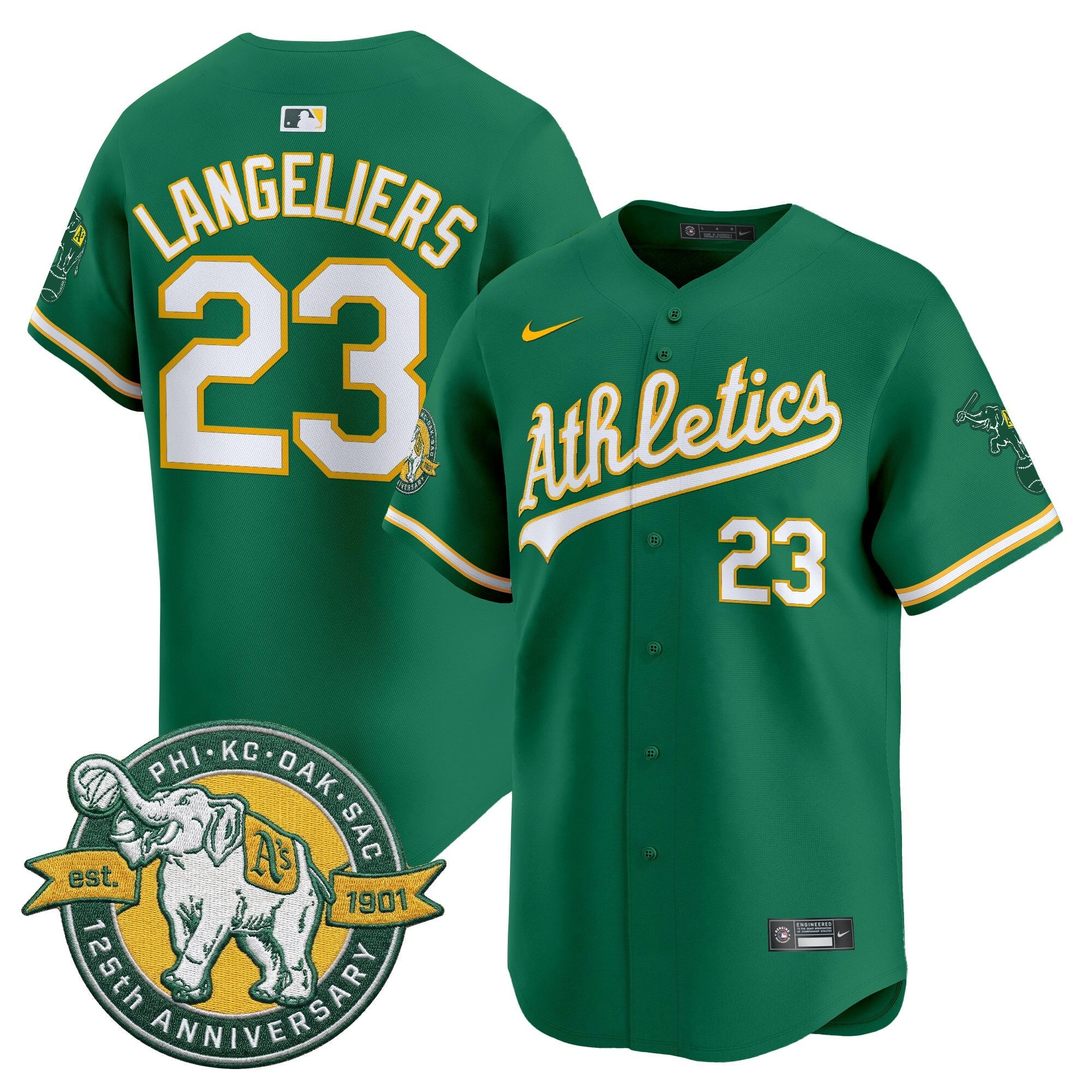 Men's Oakland Athletics 125th Anniversary Patch Vapor Premier Limited Jersey - All Stitched