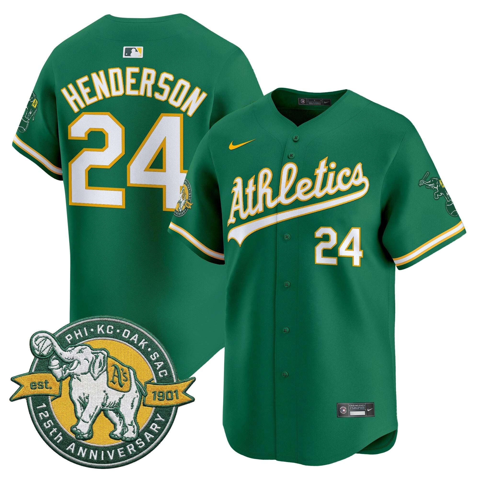 Men's Oakland Athletics 125th Anniversary Patch Vapor Premier Limited Jersey - All Stitched