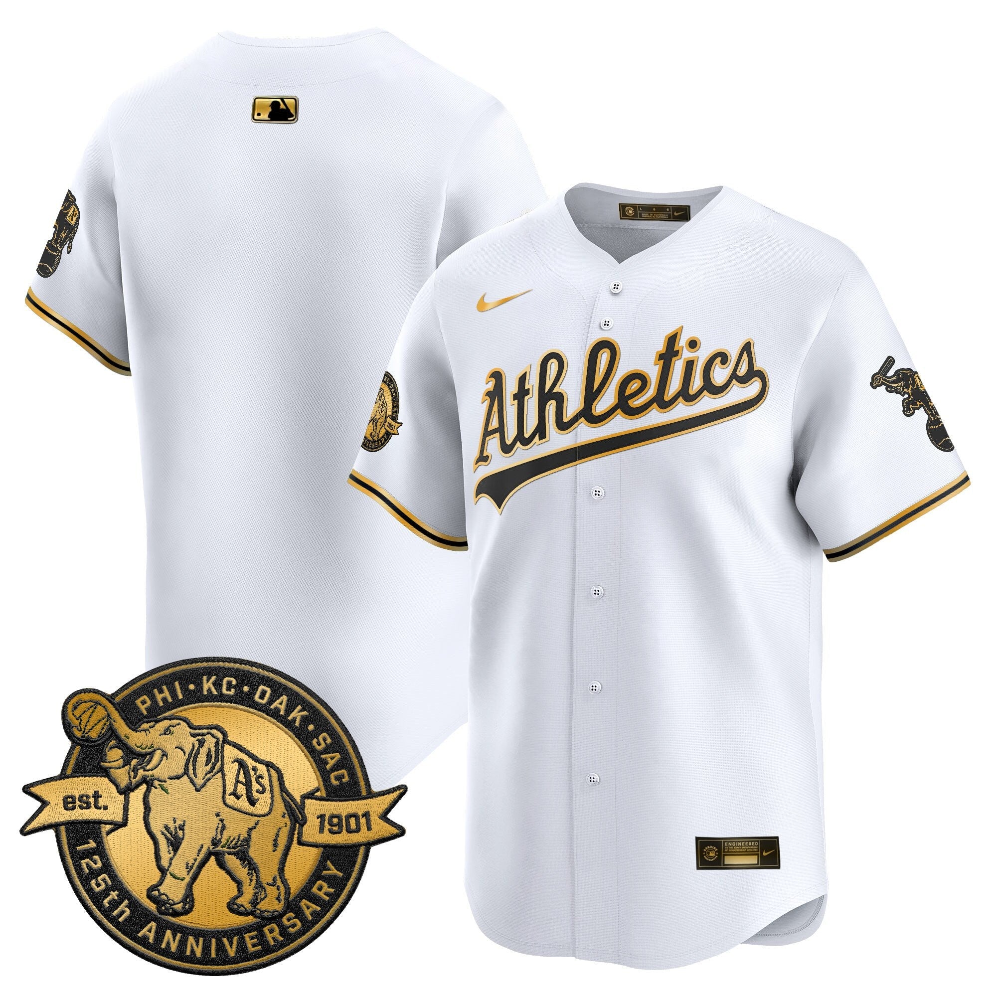Men's Oakland Athletics 125th Anniversary Patch Vapor Premier Limited Jersey - All Stitched