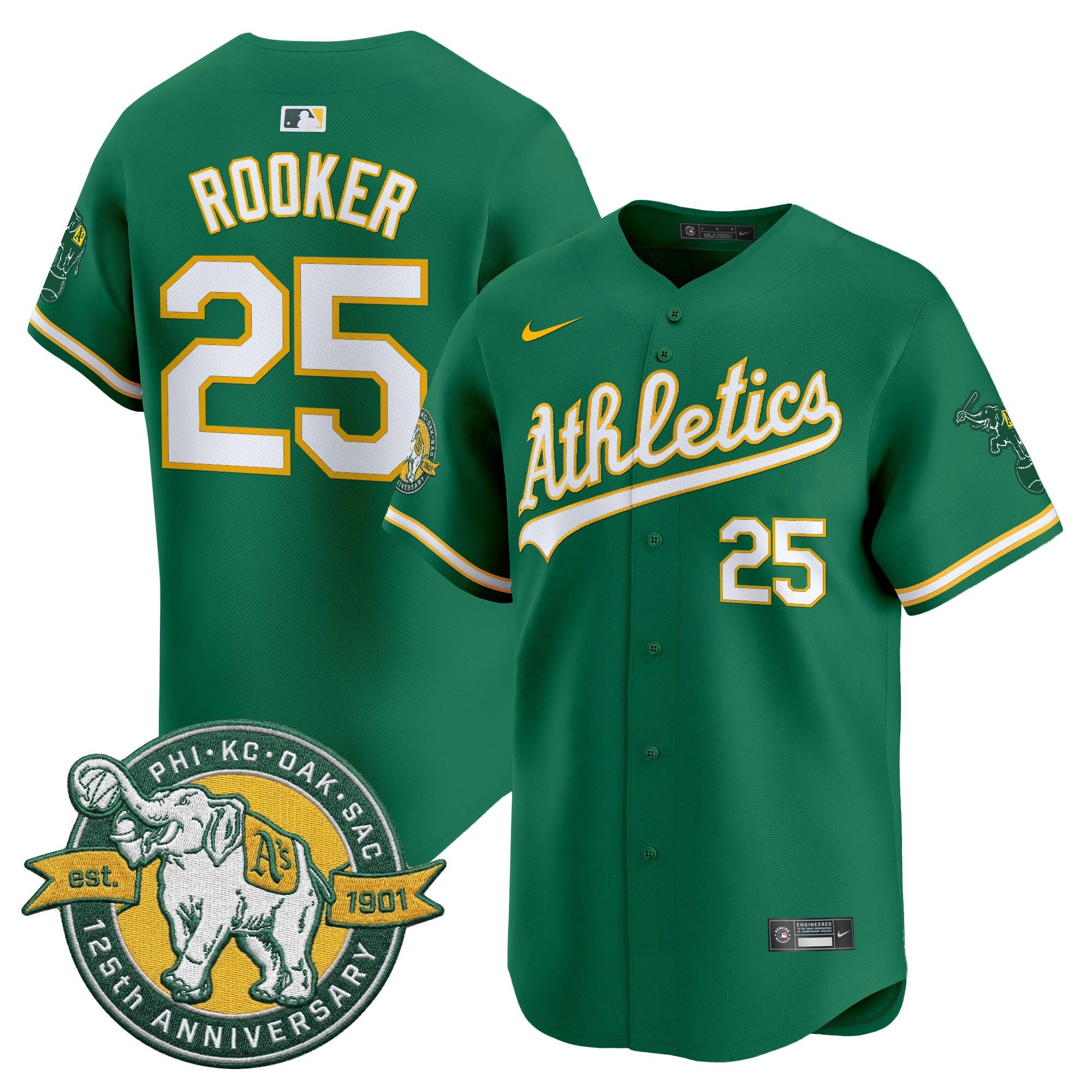 Men's Oakland Athletics 125th Anniversary Patch Vapor Premier Limited Jersey - All Stitched