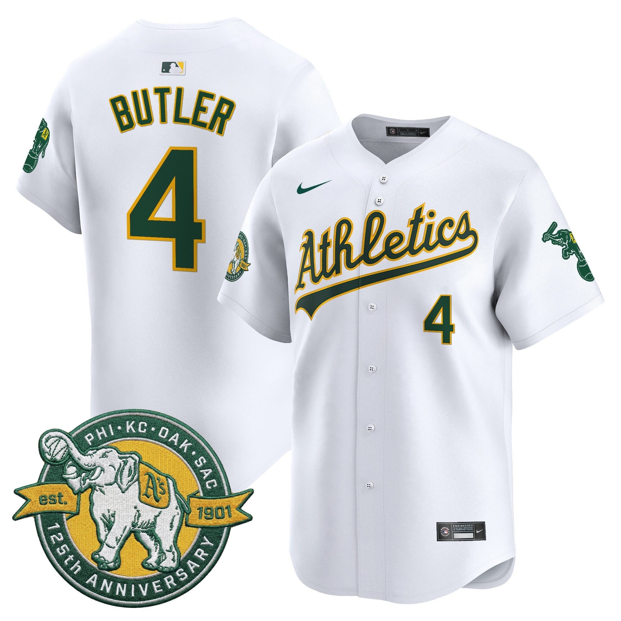 Men's Oakland Athletics 125th Anniversary Patch Vapor Premier Limited Jersey - All Stitched