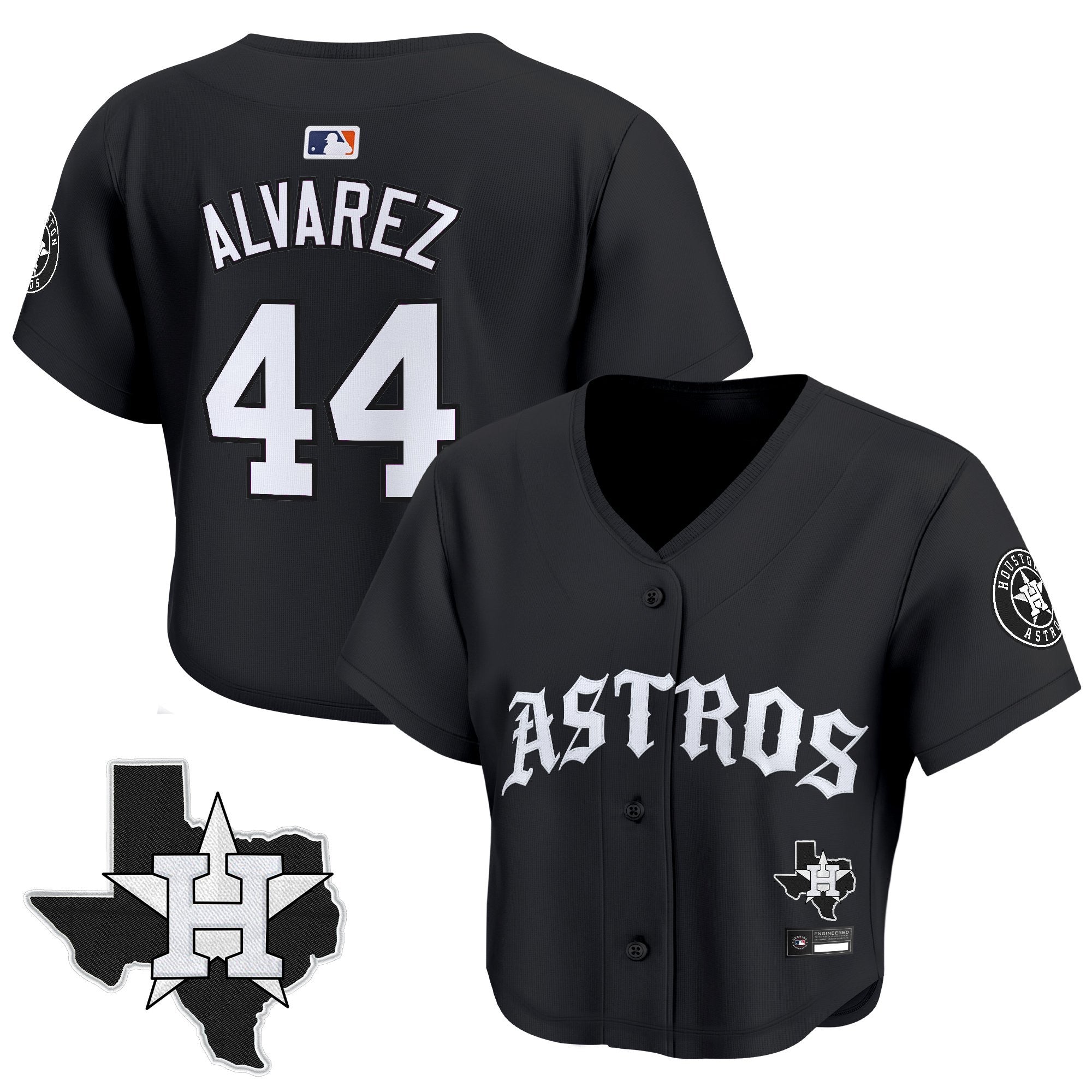 Women's Houston Astros 'Old English Edition' Crop Top Baseball Jersey - All Stitched