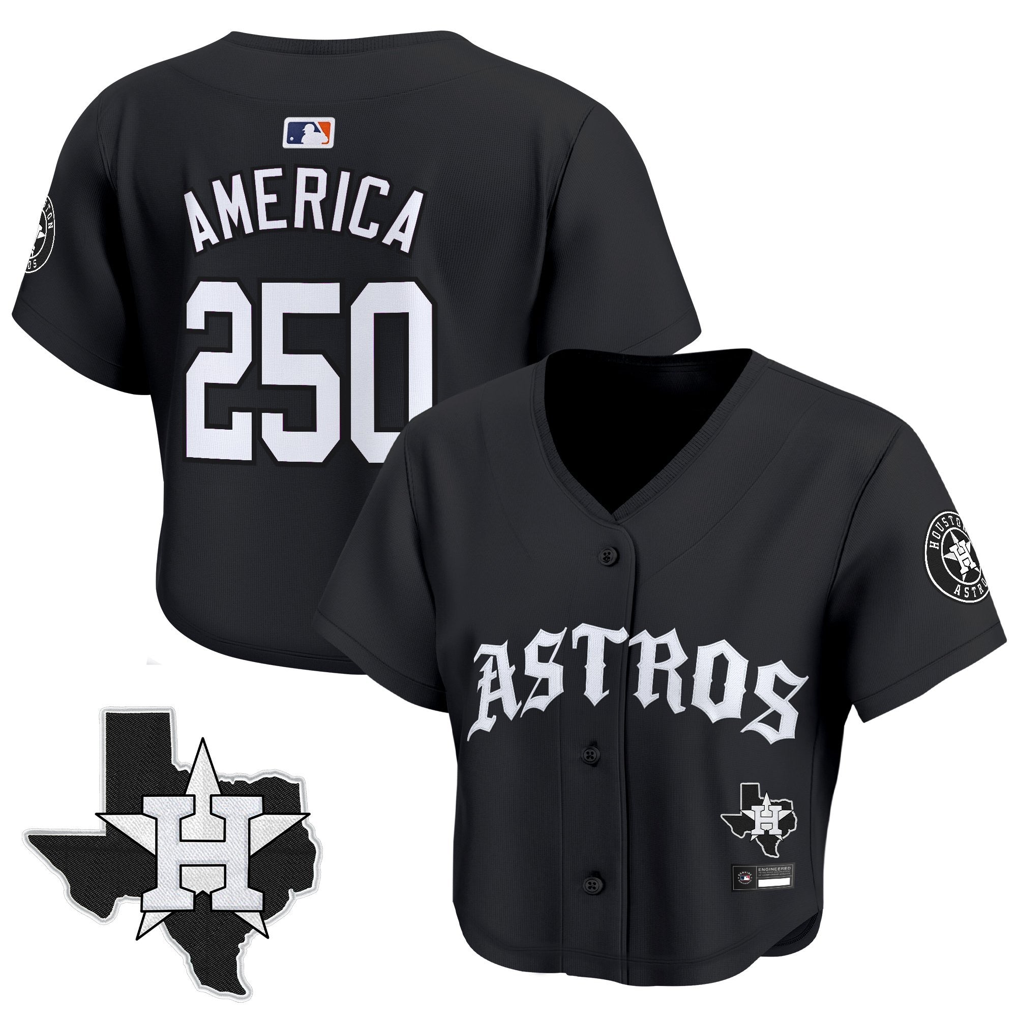 Women's Houston Astros 'Old English Edition' Crop Top Baseball Jersey - All Stitched
