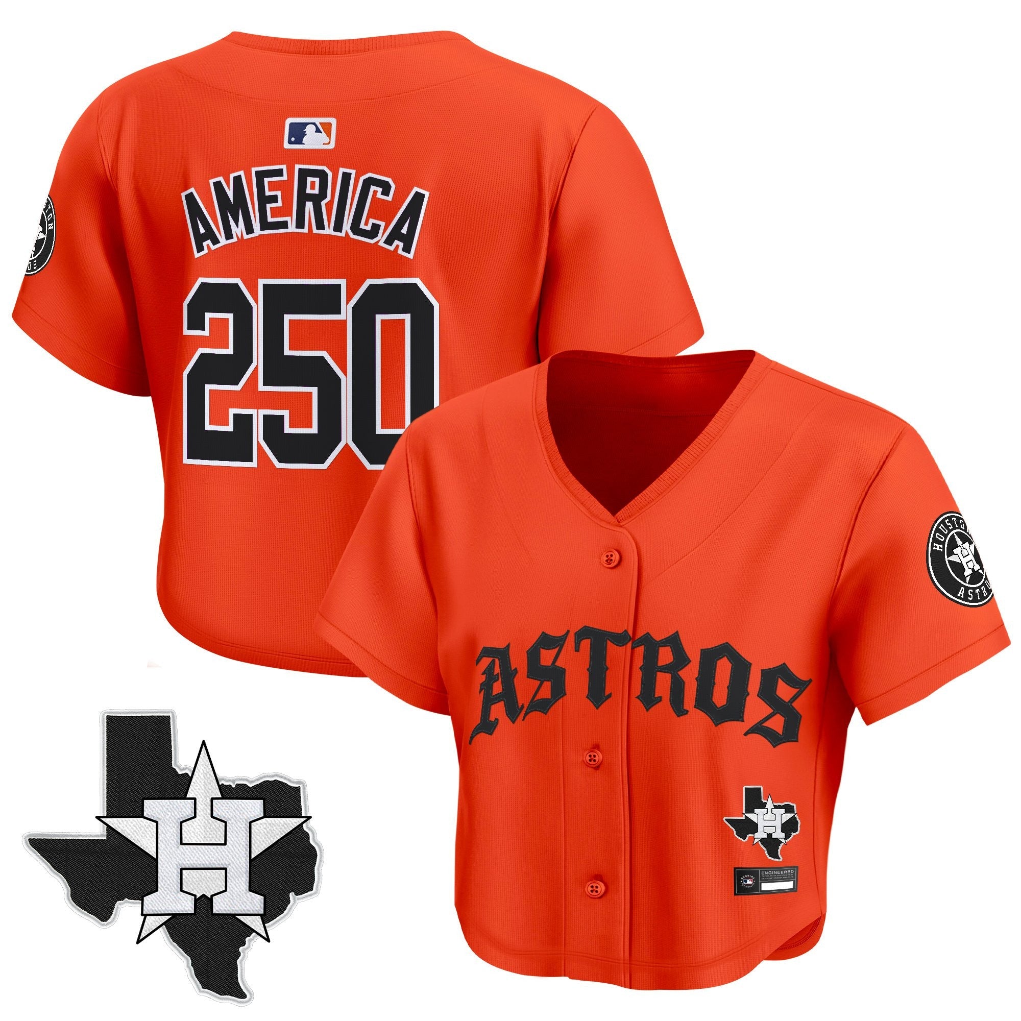 Women's Houston Astros 'Old English Edition' Crop Top Baseball Jersey - All Stitched