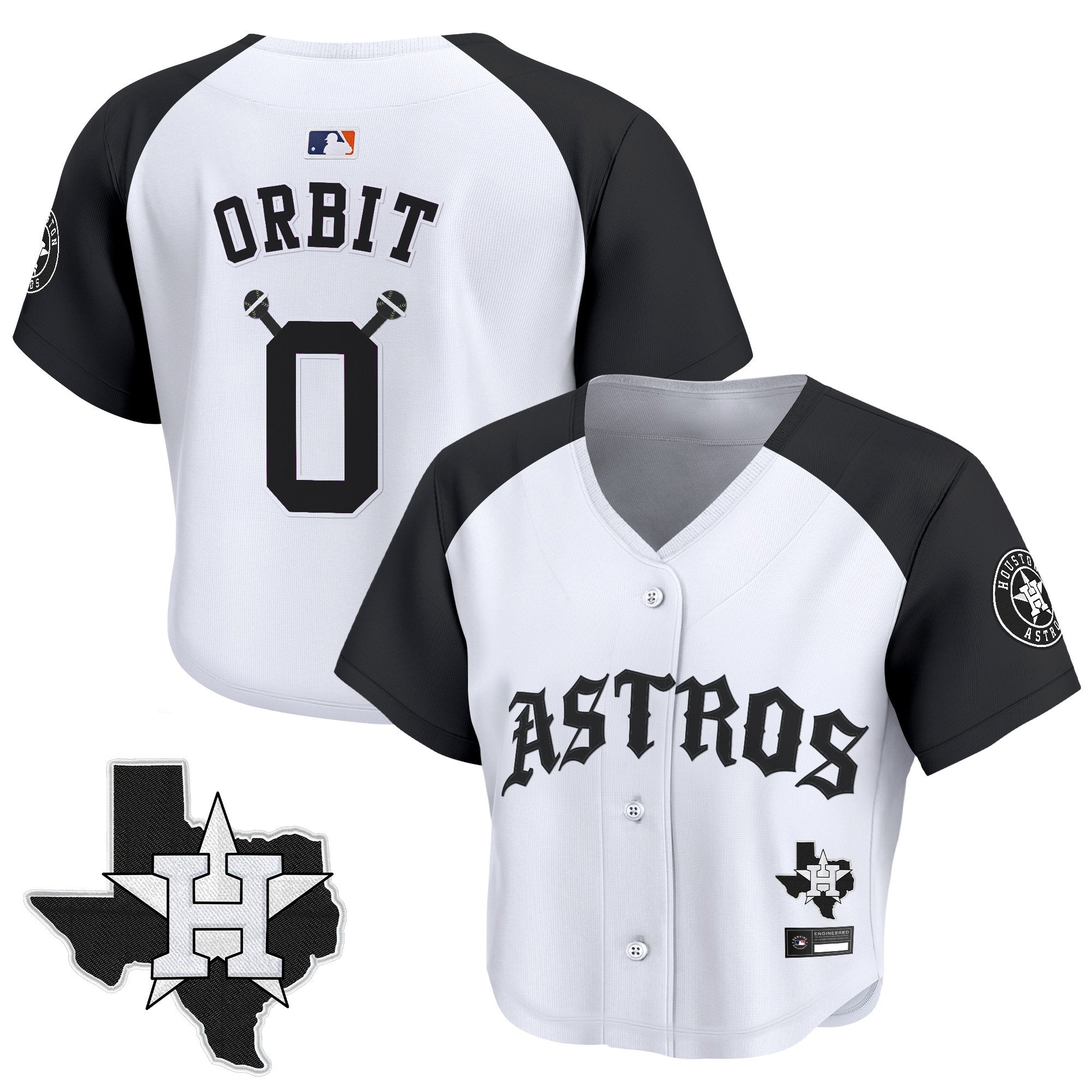 Women's Houston Astros 'Old English Edition' Crop Top Baseball Jersey - All Stitched