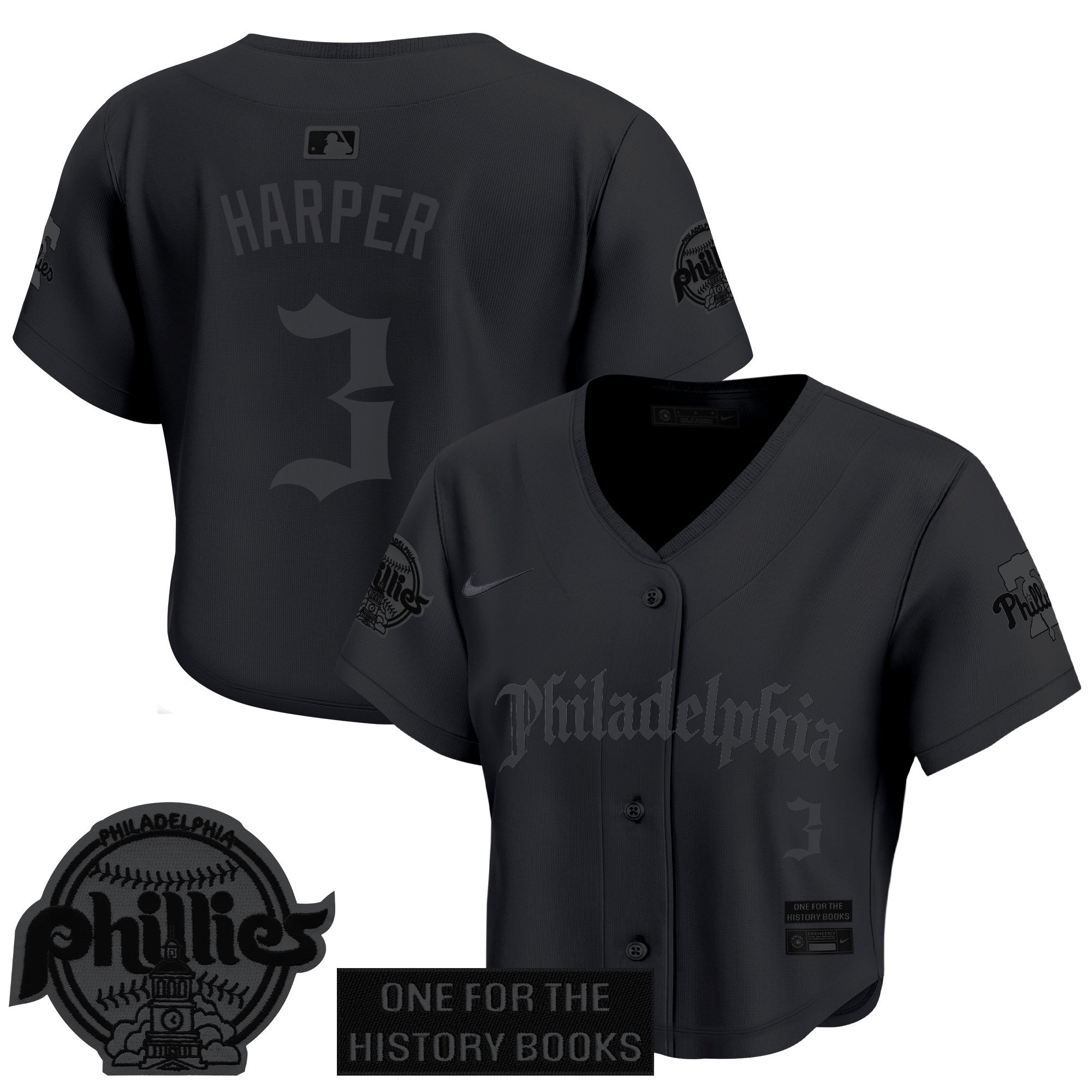 Women's Phillies 'Retro Newspaper Edition' Crop Top Baseball Jersey - All Stitched