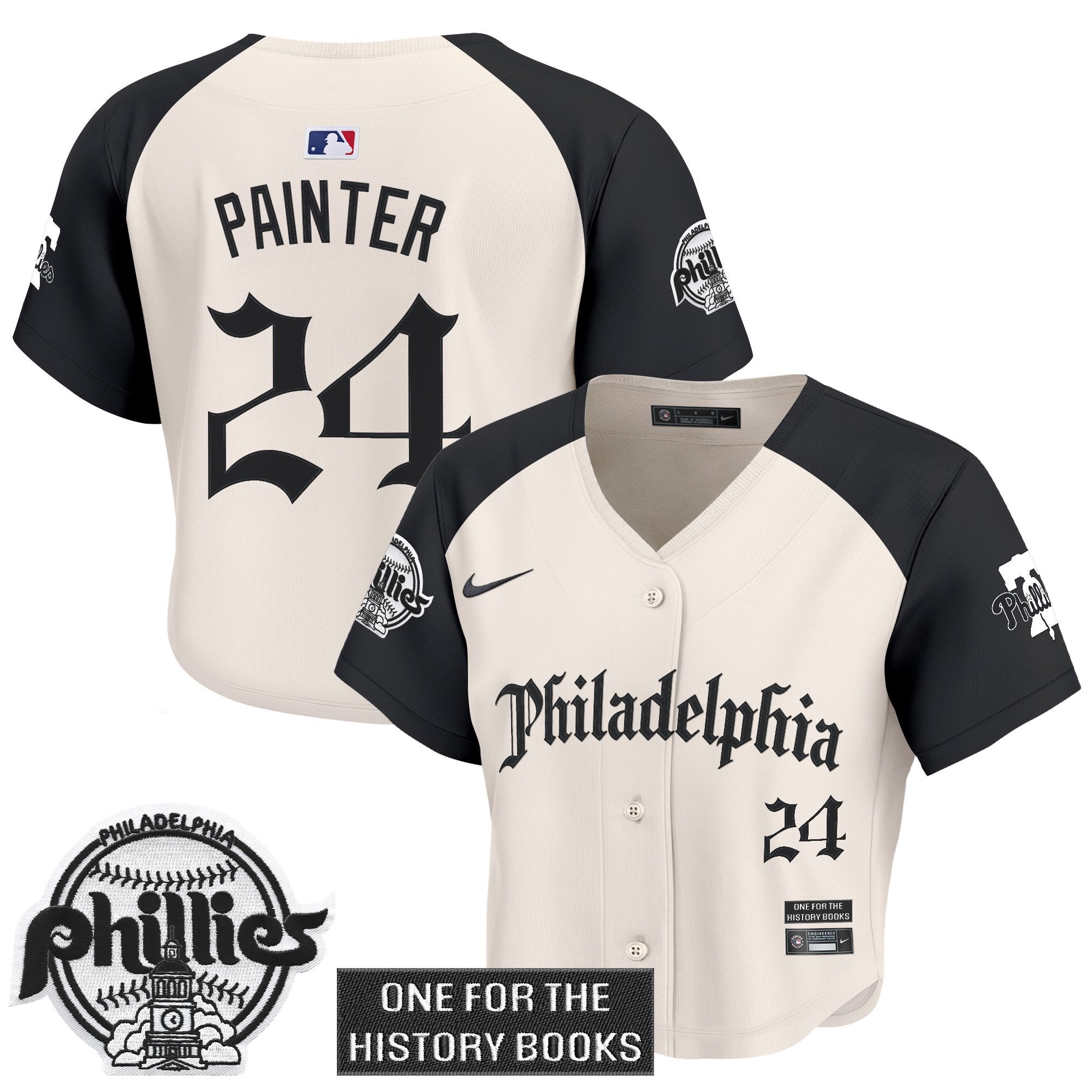 Women's Phillies 'Retro Newspaper Edition' Crop Top Baseball Jersey - All Stitched