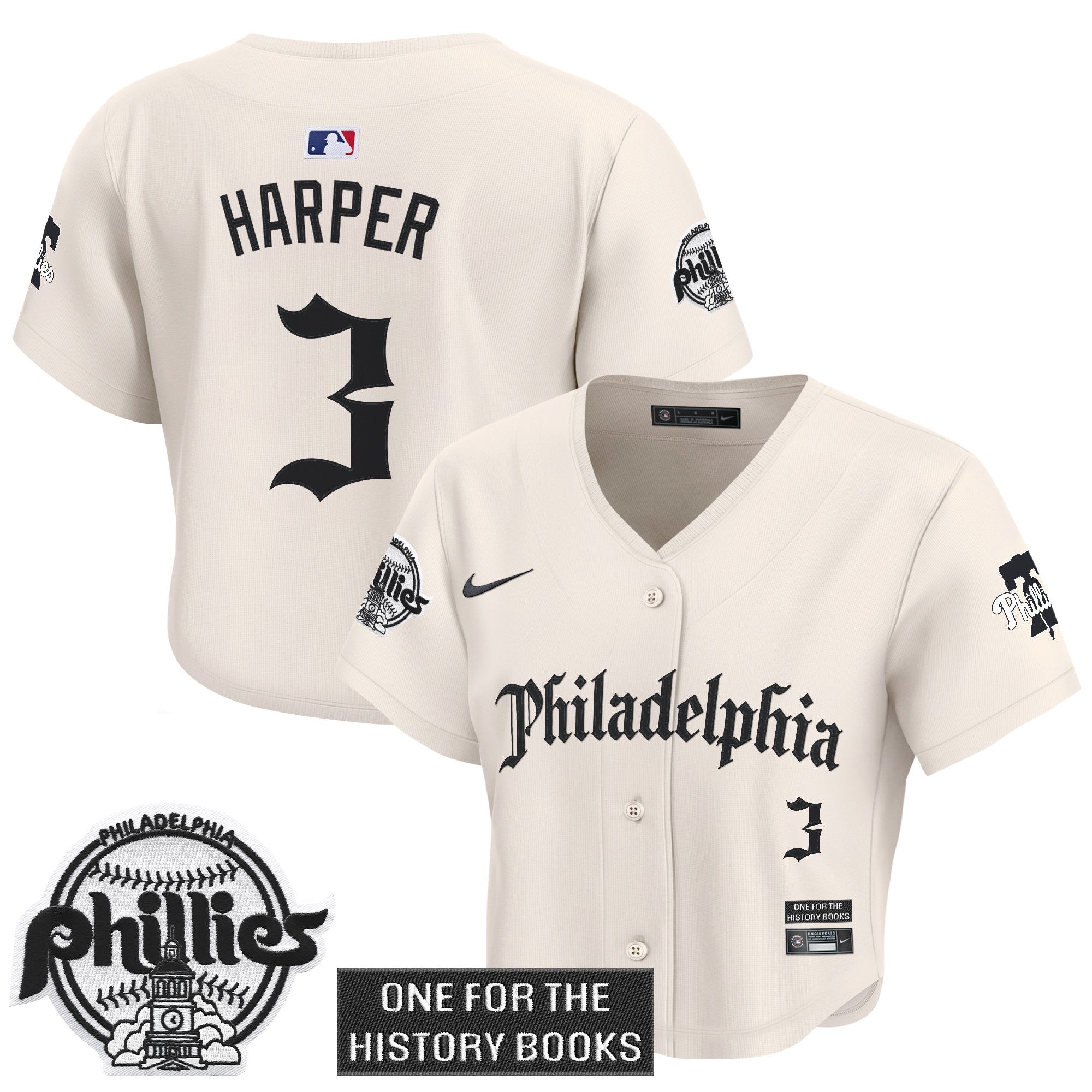 Women's Phillies 'Retro Newspaper Edition' Crop Top Baseball Jersey - All Stitched