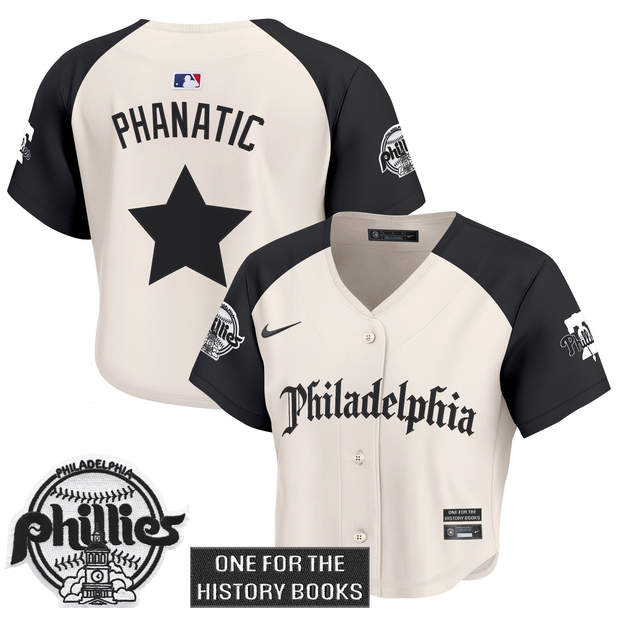 Women's Phillies 'Retro Newspaper Edition' Crop Top Baseball Jersey - All Stitched