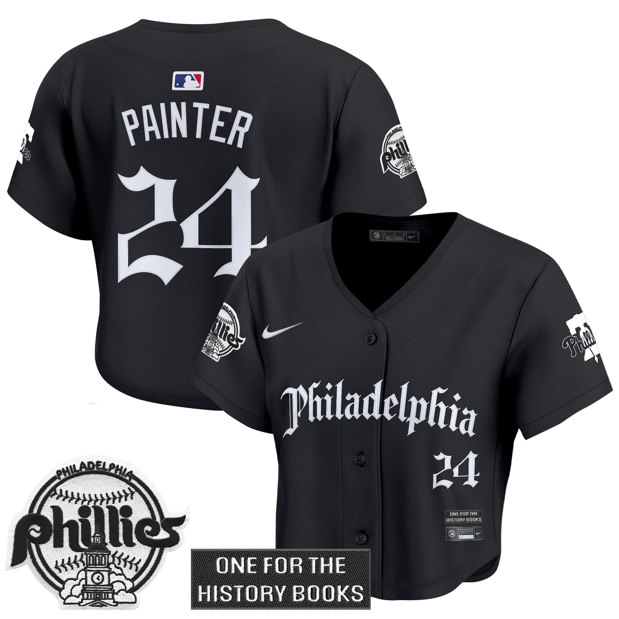 Women's Phillies 'Retro Newspaper Edition' Crop Top Baseball Jersey - All Stitched