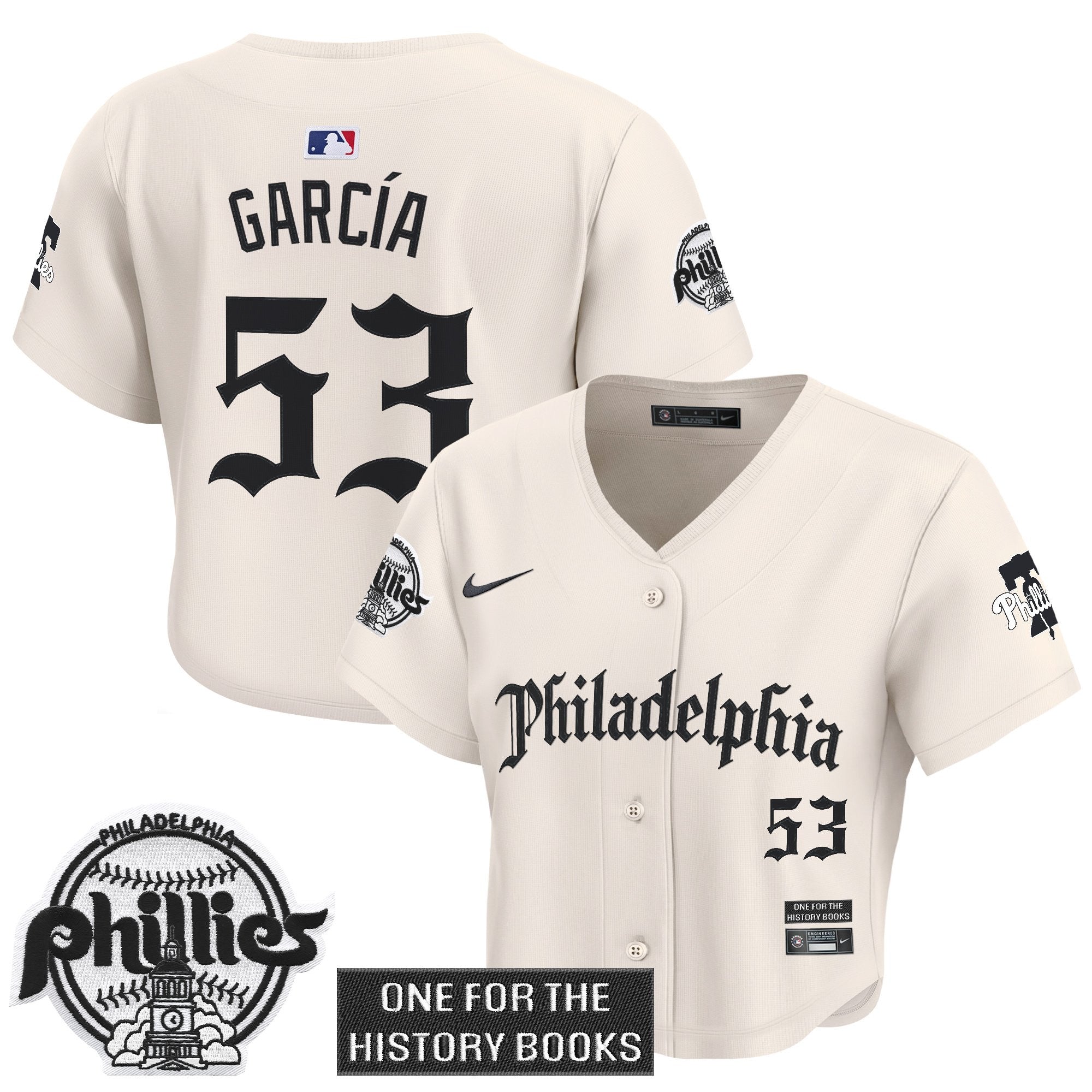 Women's Phillies 'Retro Newspaper Edition' Crop Top Baseball Jersey - All Stitched
