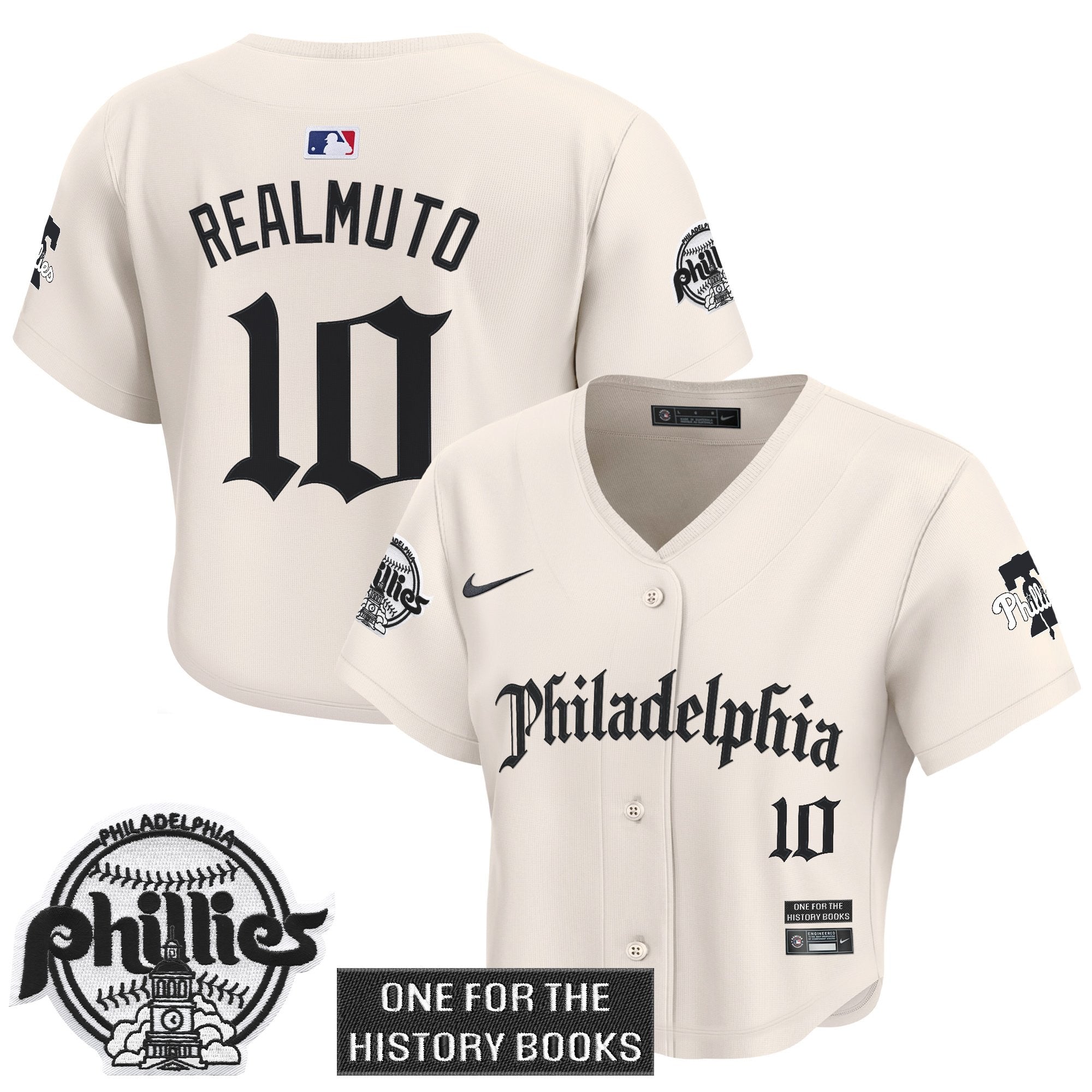 Women's Phillies 'Retro Newspaper Edition' Crop Top Baseball Jersey - All Stitched