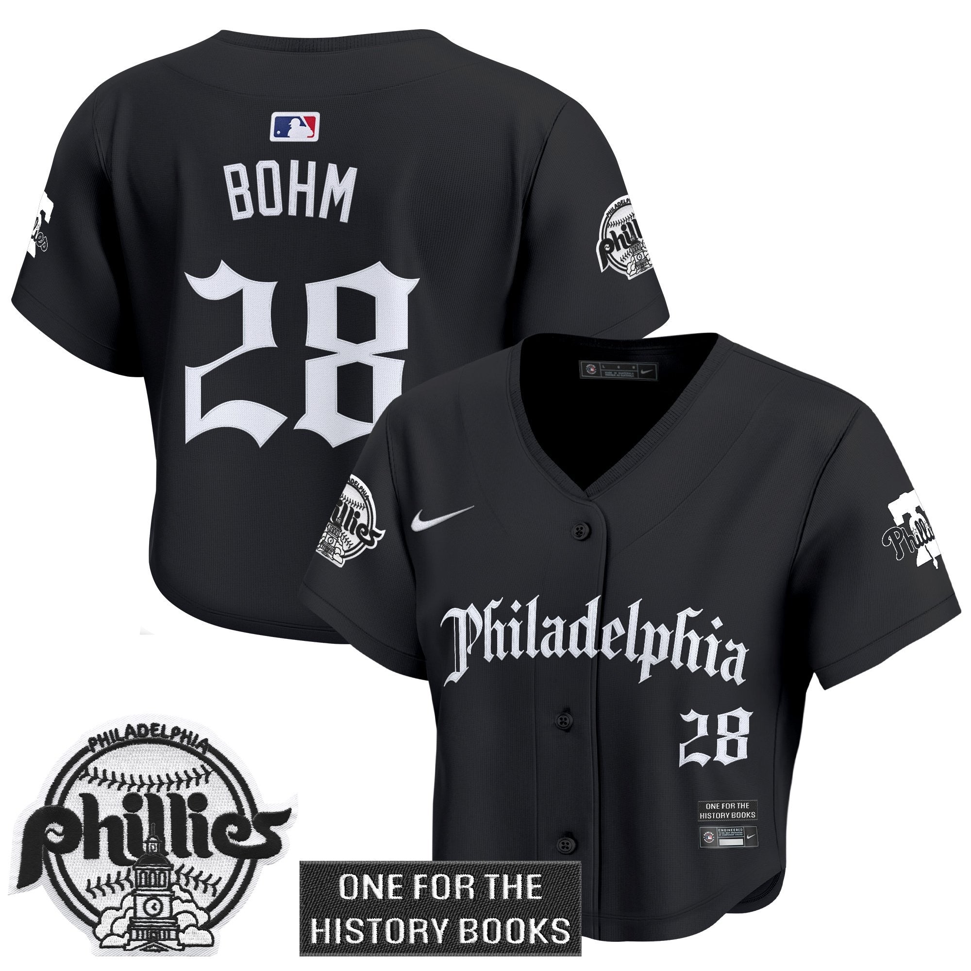 Women's Phillies 'Retro Newspaper Edition' Crop Top Baseball Jersey - All Stitched