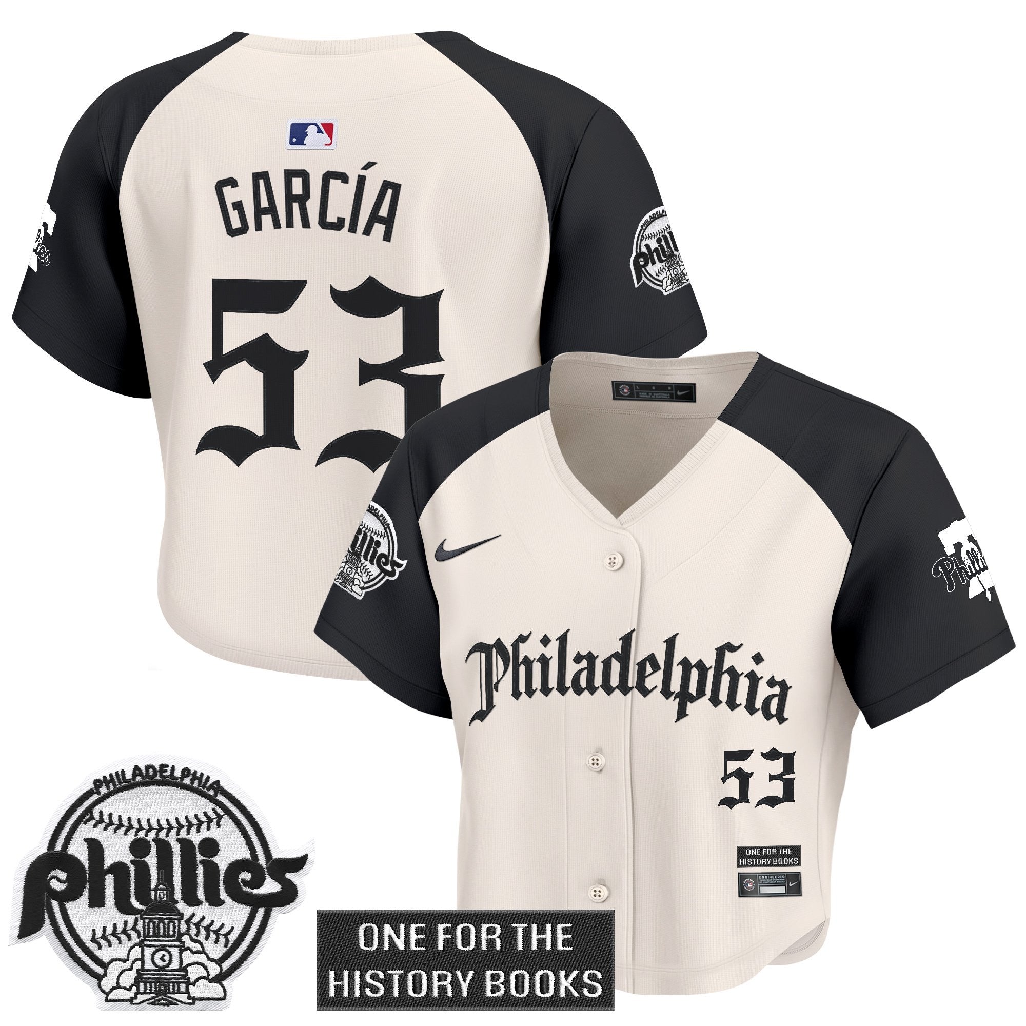Women's Phillies 'Retro Newspaper Edition' Crop Top Baseball Jersey - All Stitched