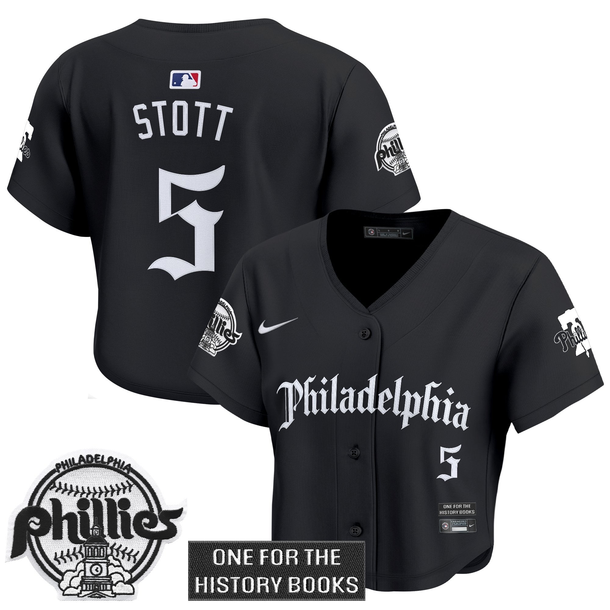 Women's Phillies 'Retro Newspaper Edition' Crop Top Baseball Jersey - All Stitched