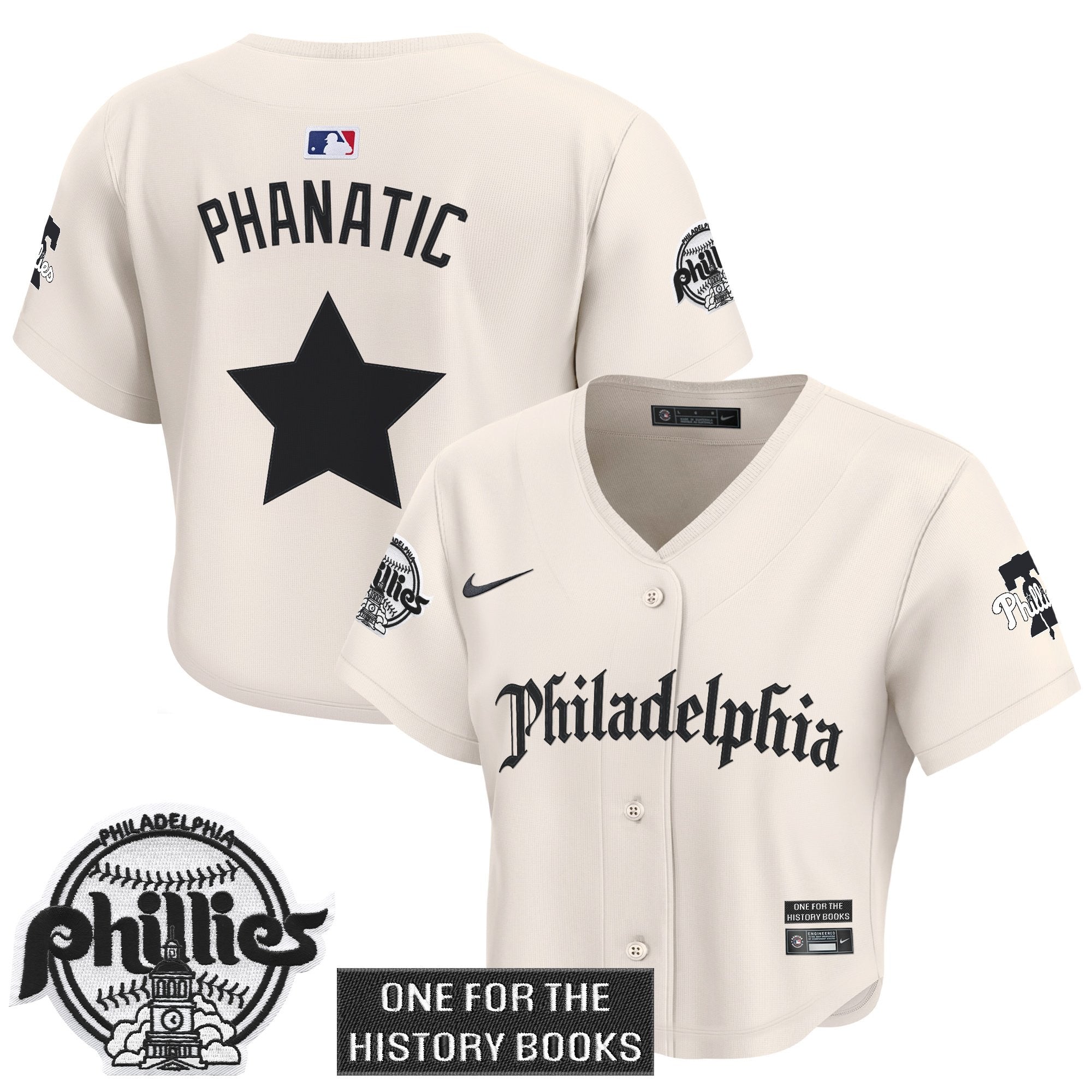Women's Phillies 'Retro Newspaper Edition' Crop Top Baseball Jersey - All Stitched