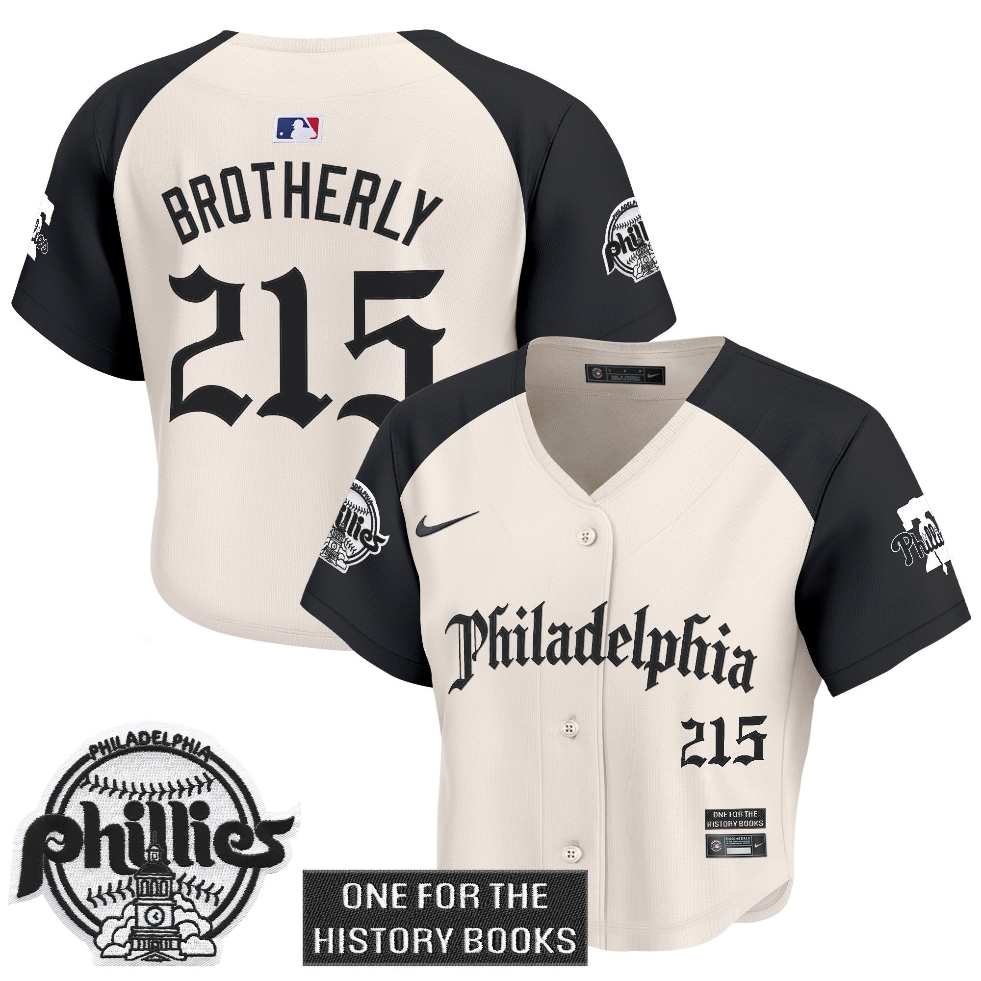 Women's Phillies 'Retro Newspaper Edition' Crop Top Baseball Jersey - All Stitched