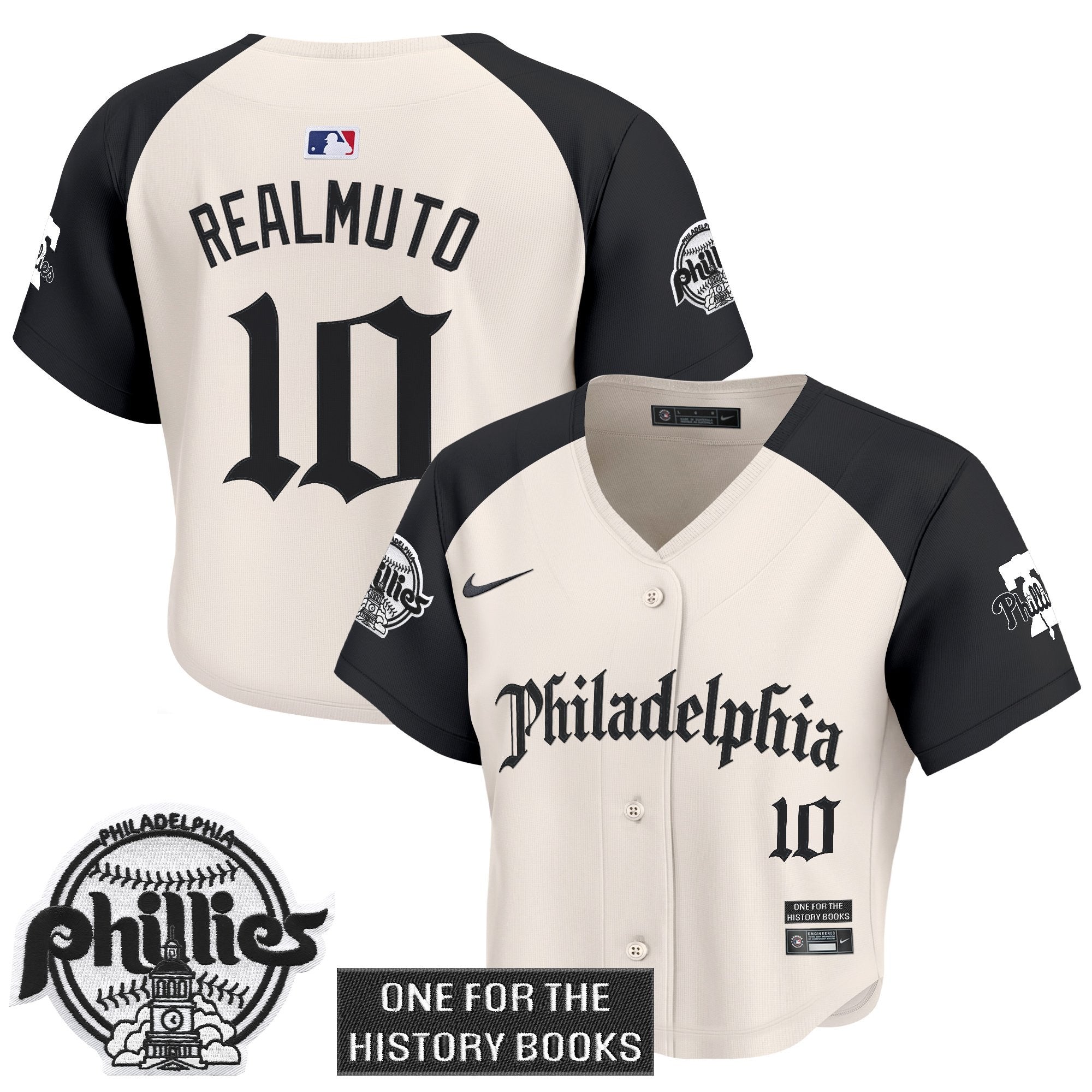Women's Phillies 'Retro Newspaper Edition' Crop Top Baseball Jersey - All Stitched