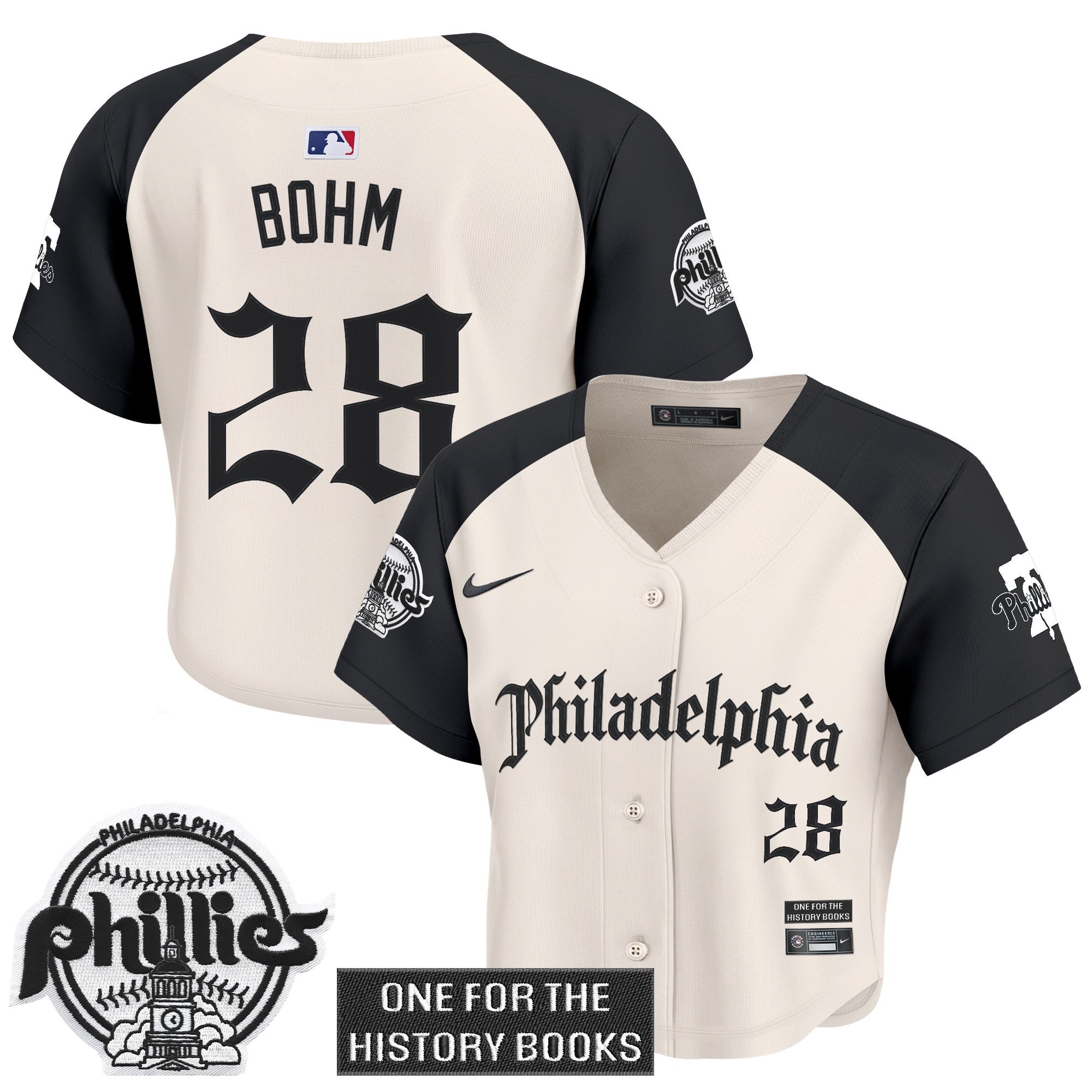 Women's Phillies 'Retro Newspaper Edition' Crop Top Baseball Jersey - All Stitched
