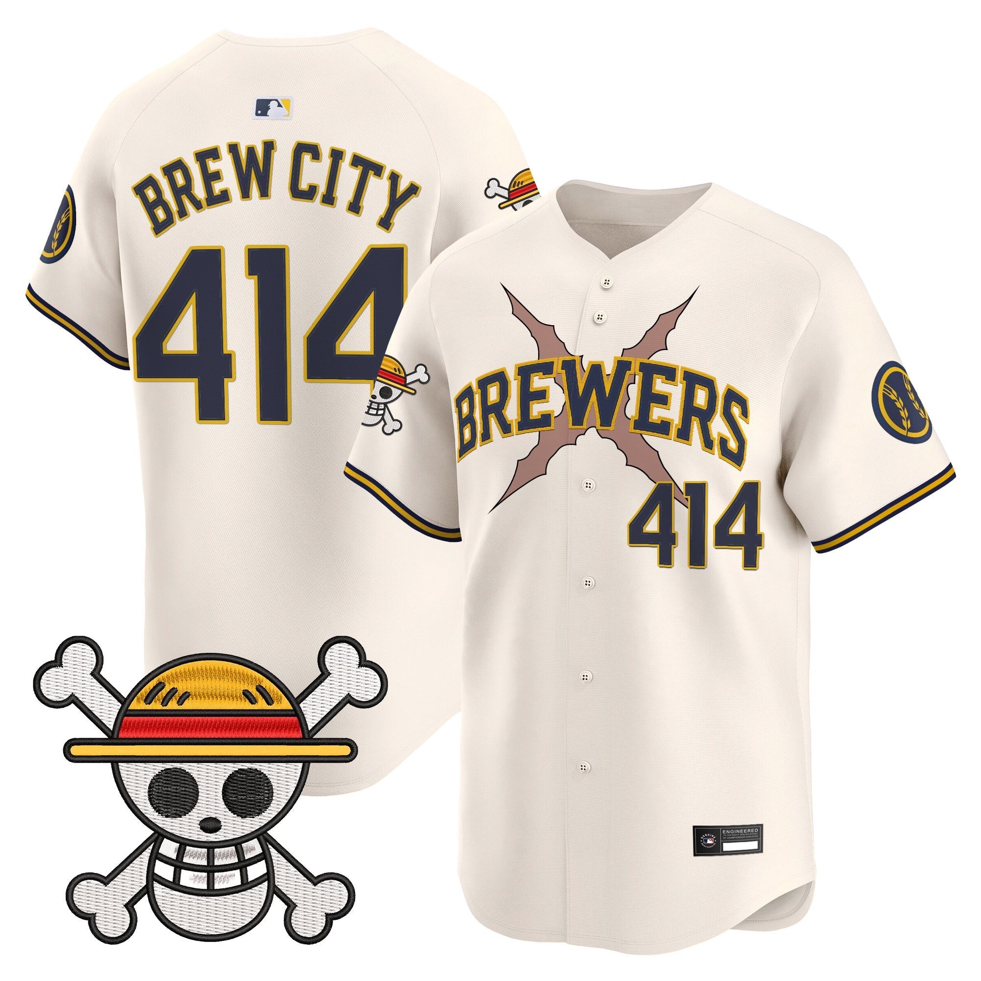 Men's Milwaukee Brewers x One Piece Vapor Premier Limited Jersey - Stitched