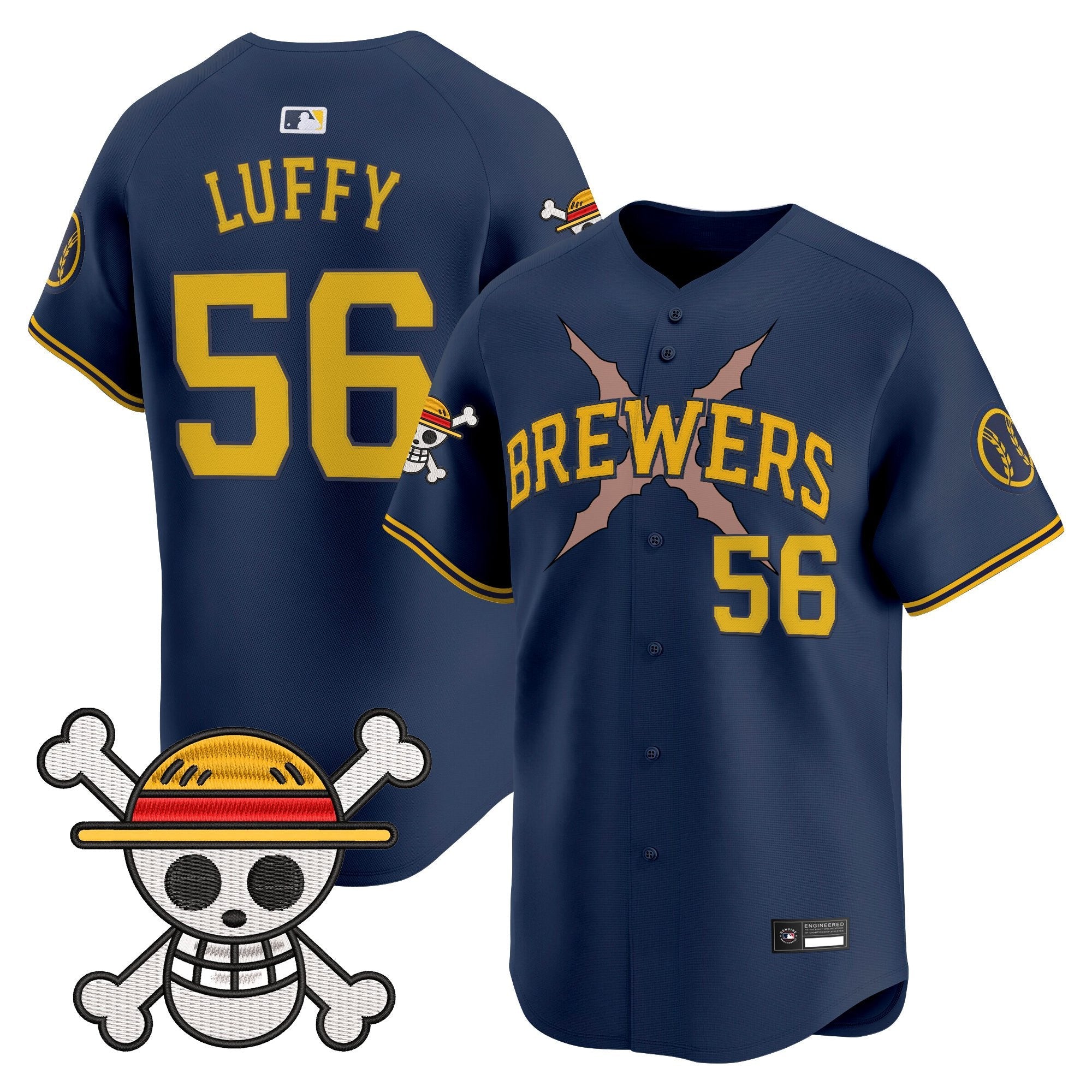 Men's Milwaukee Brewers x One Piece Vapor Premier Limited Jersey - Stitched