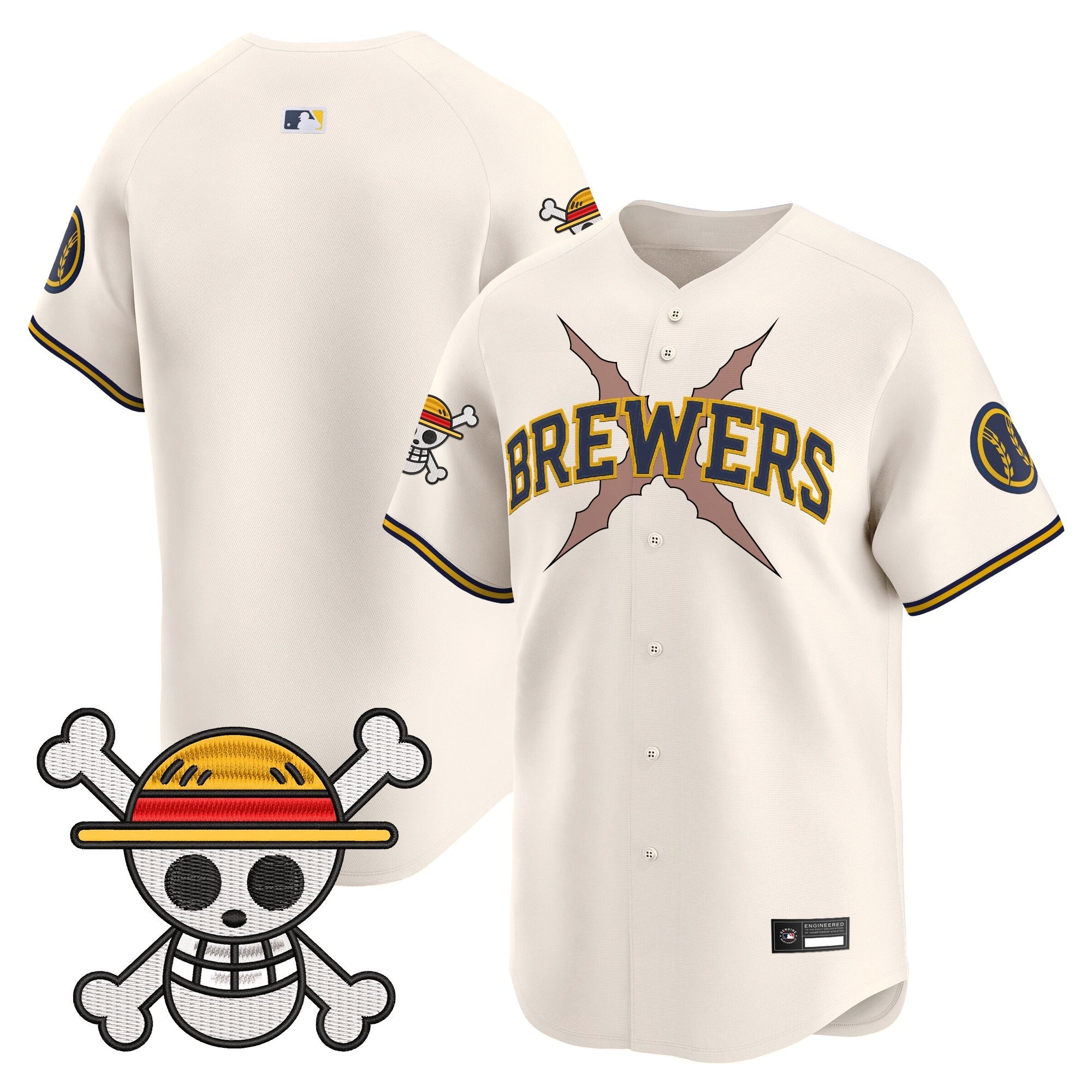 Men's Milwaukee Brewers x One Piece Vapor Premier Limited Jersey - Stitched