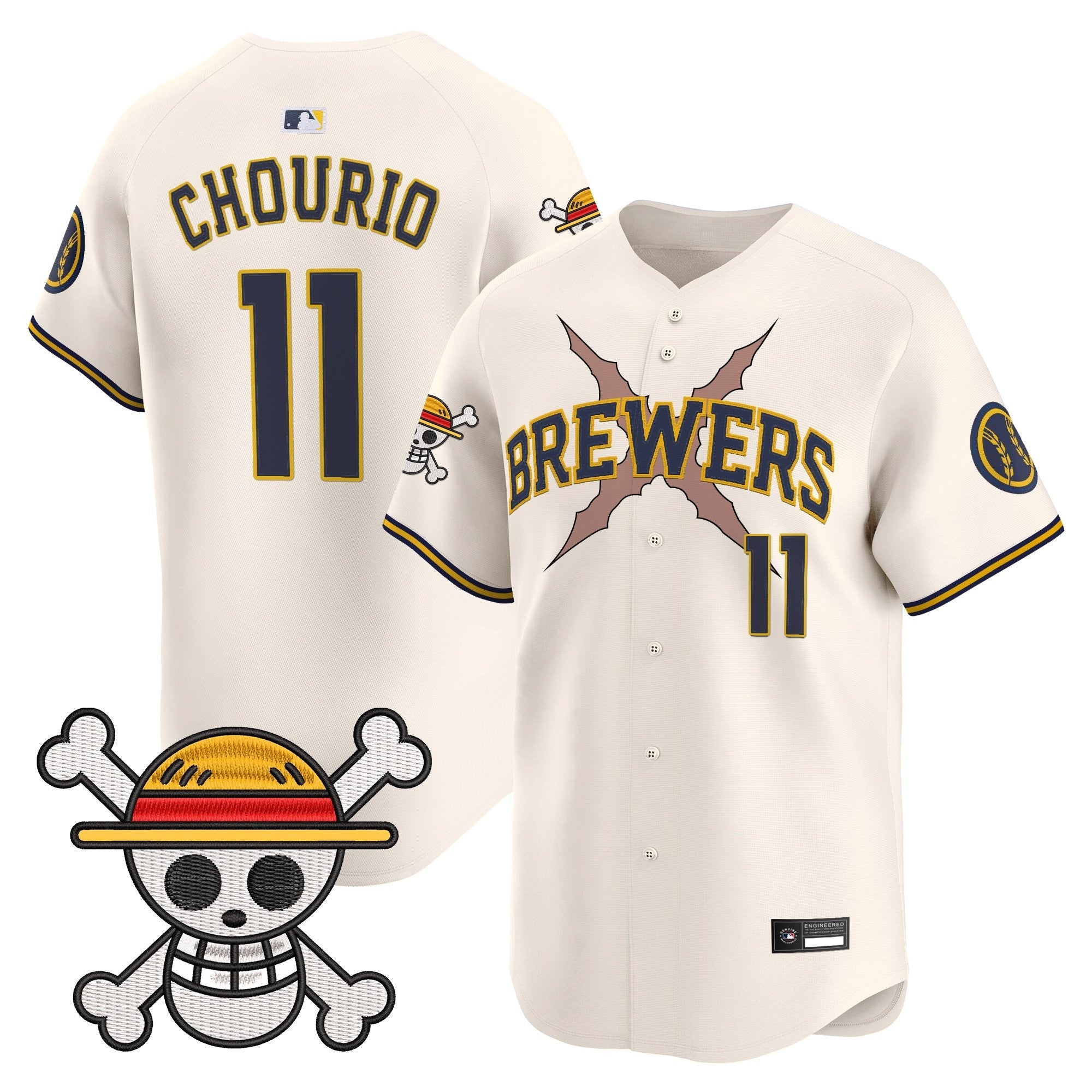 Men's Milwaukee Brewers x One Piece Vapor Premier Limited Jersey - Stitched
