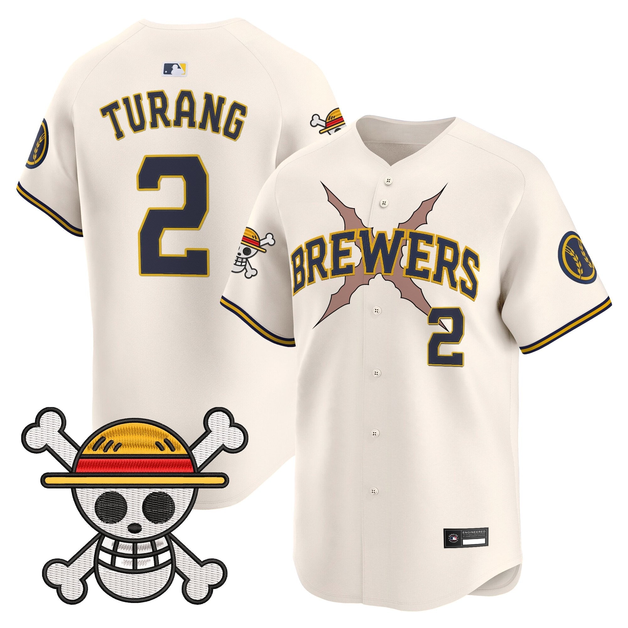 Men's Milwaukee Brewers x One Piece Vapor Premier Limited Jersey - Stitched