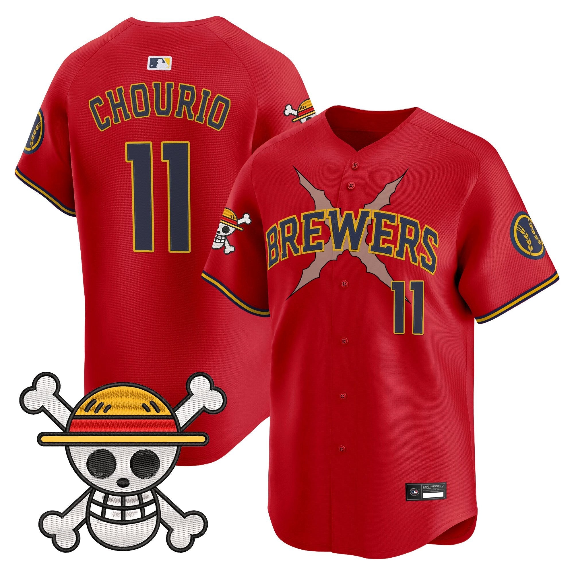 Men's Milwaukee Brewers x One Piece Vapor Premier Limited Jersey - Stitched