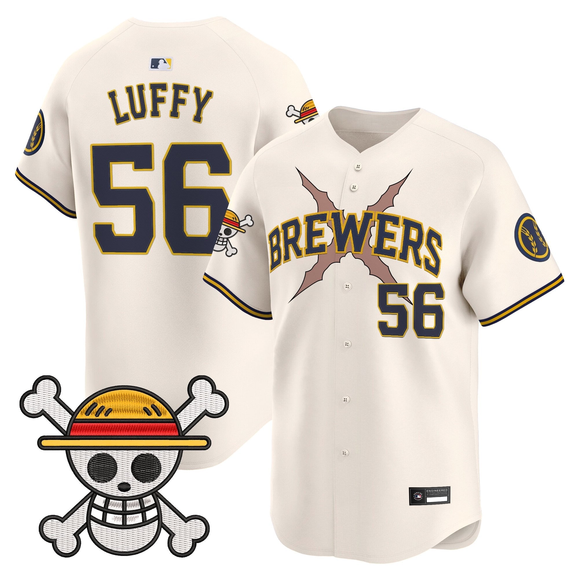Men's Milwaukee Brewers x One Piece Vapor Premier Limited Jersey - Stitched