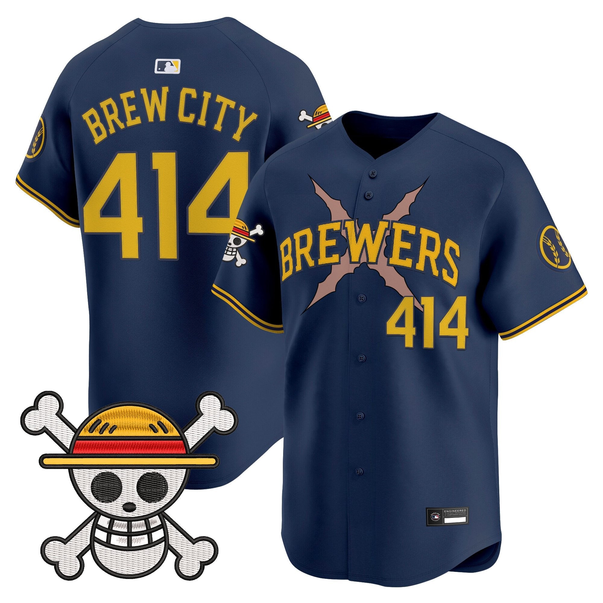 Men's Milwaukee Brewers x One Piece Vapor Premier Limited Jersey - Stitched