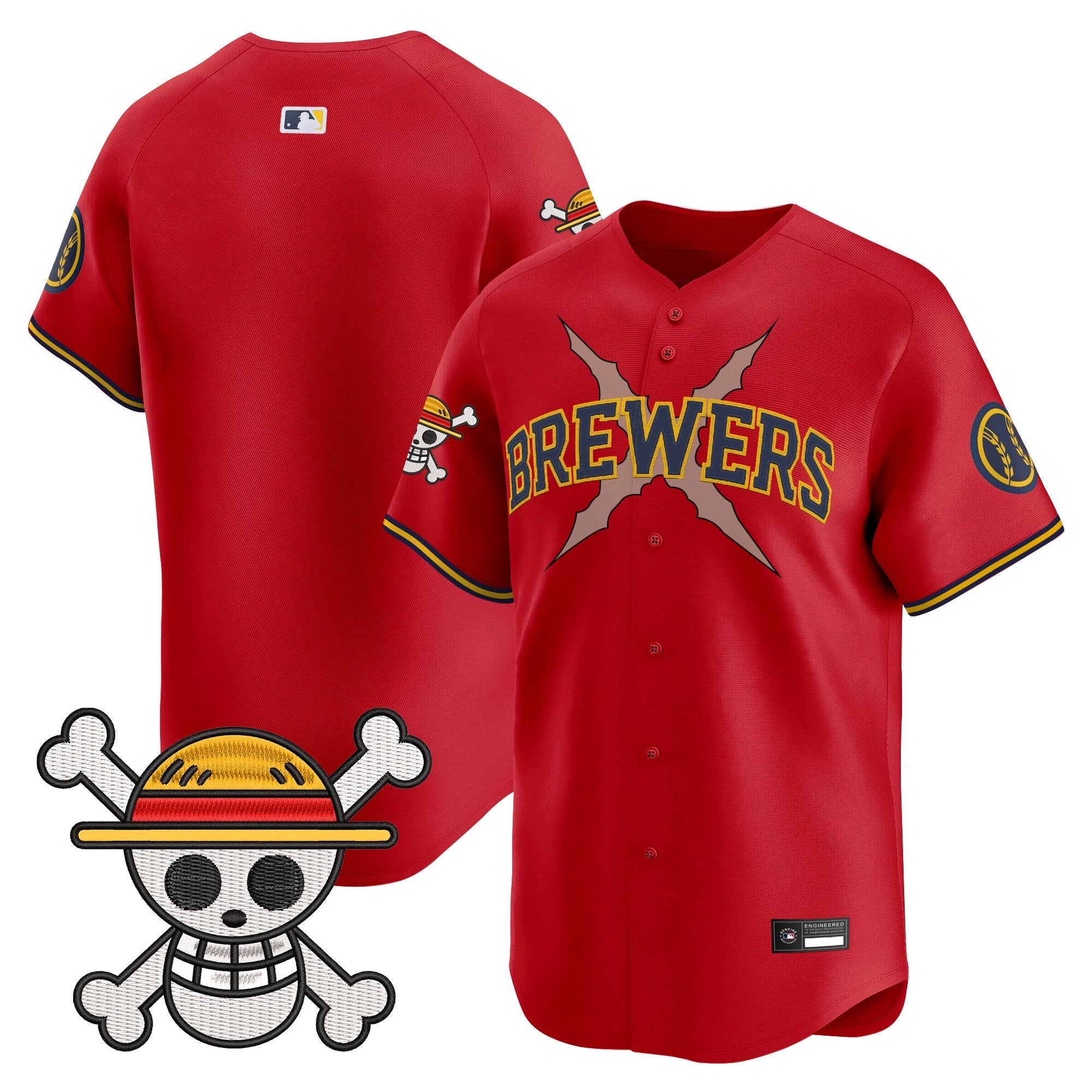 Men's Milwaukee Brewers x One Piece Vapor Premier Limited Jersey - Stitched