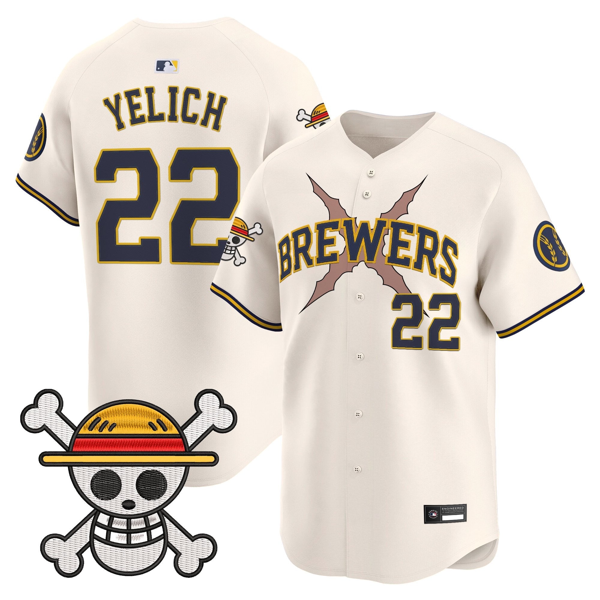 Men's Milwaukee Brewers x One Piece Vapor Premier Limited Jersey - Stitched