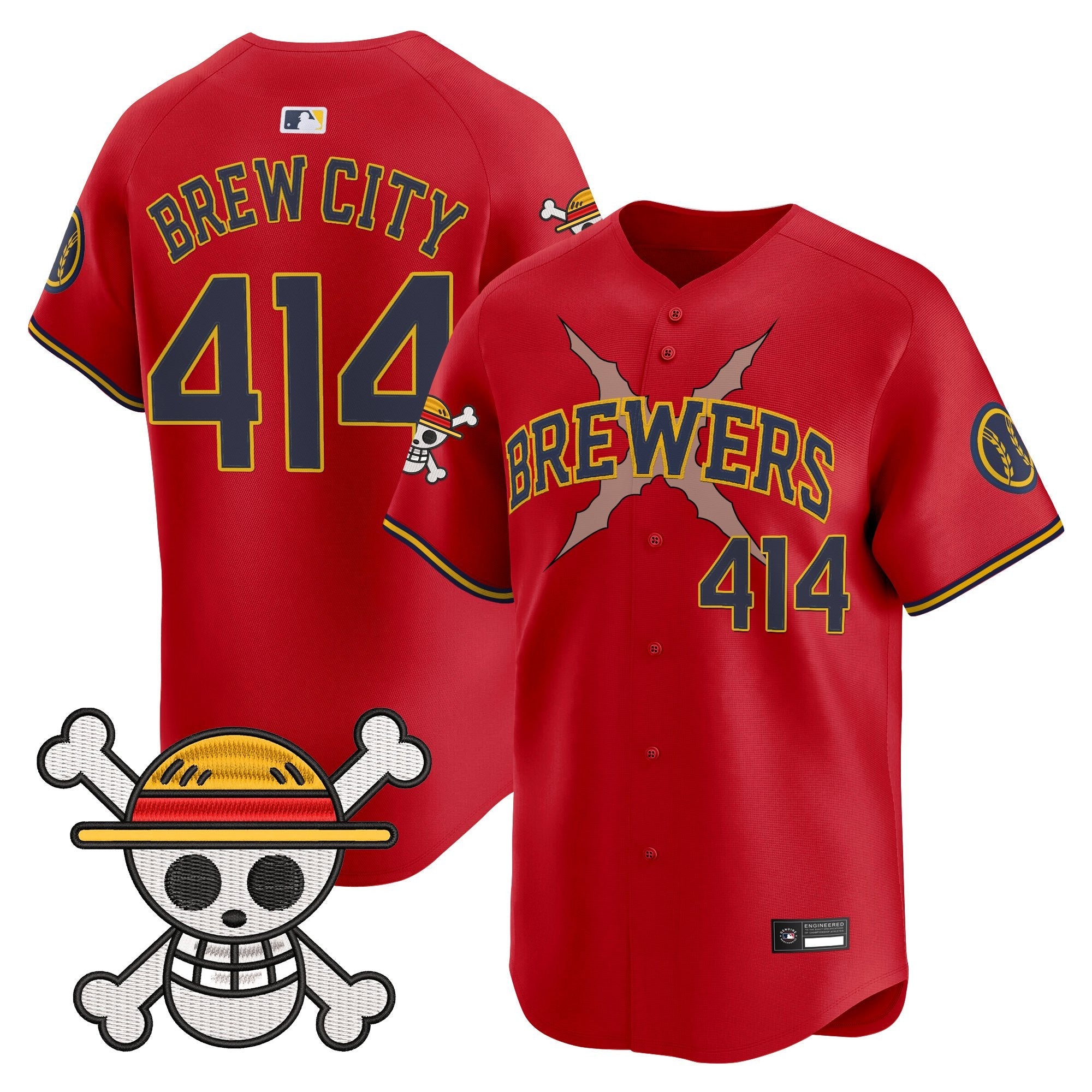 Men's Milwaukee Brewers x One Piece Vapor Premier Limited Jersey - Stitched