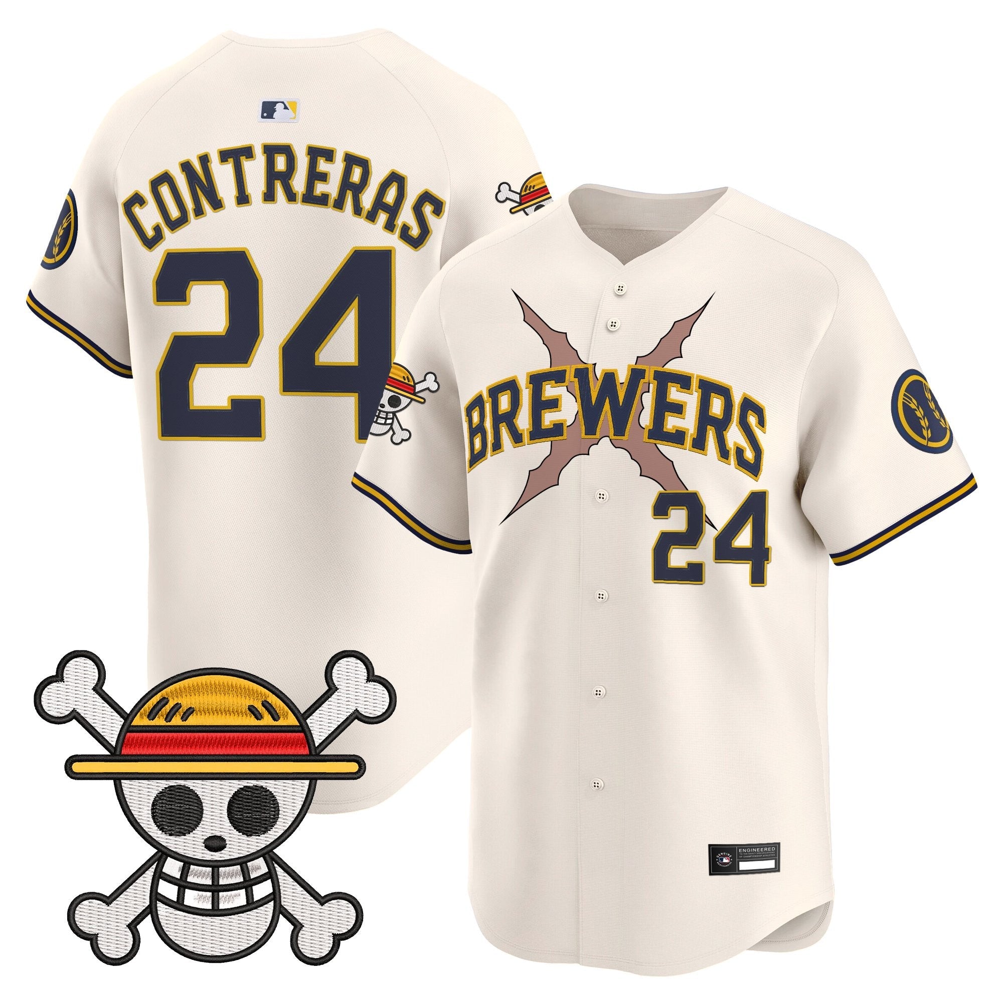 Men's Milwaukee Brewers x One Piece Vapor Premier Limited Jersey - Stitched