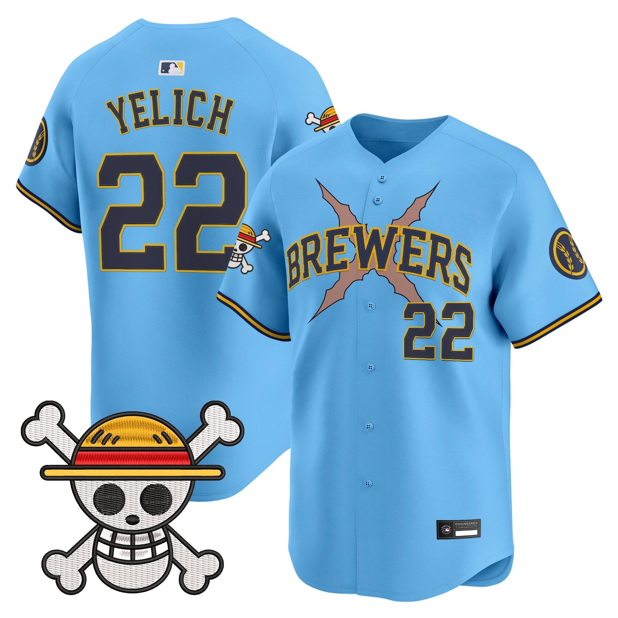 Men's Milwaukee Brewers x One Piece Vapor Premier Limited Jersey - Stitched