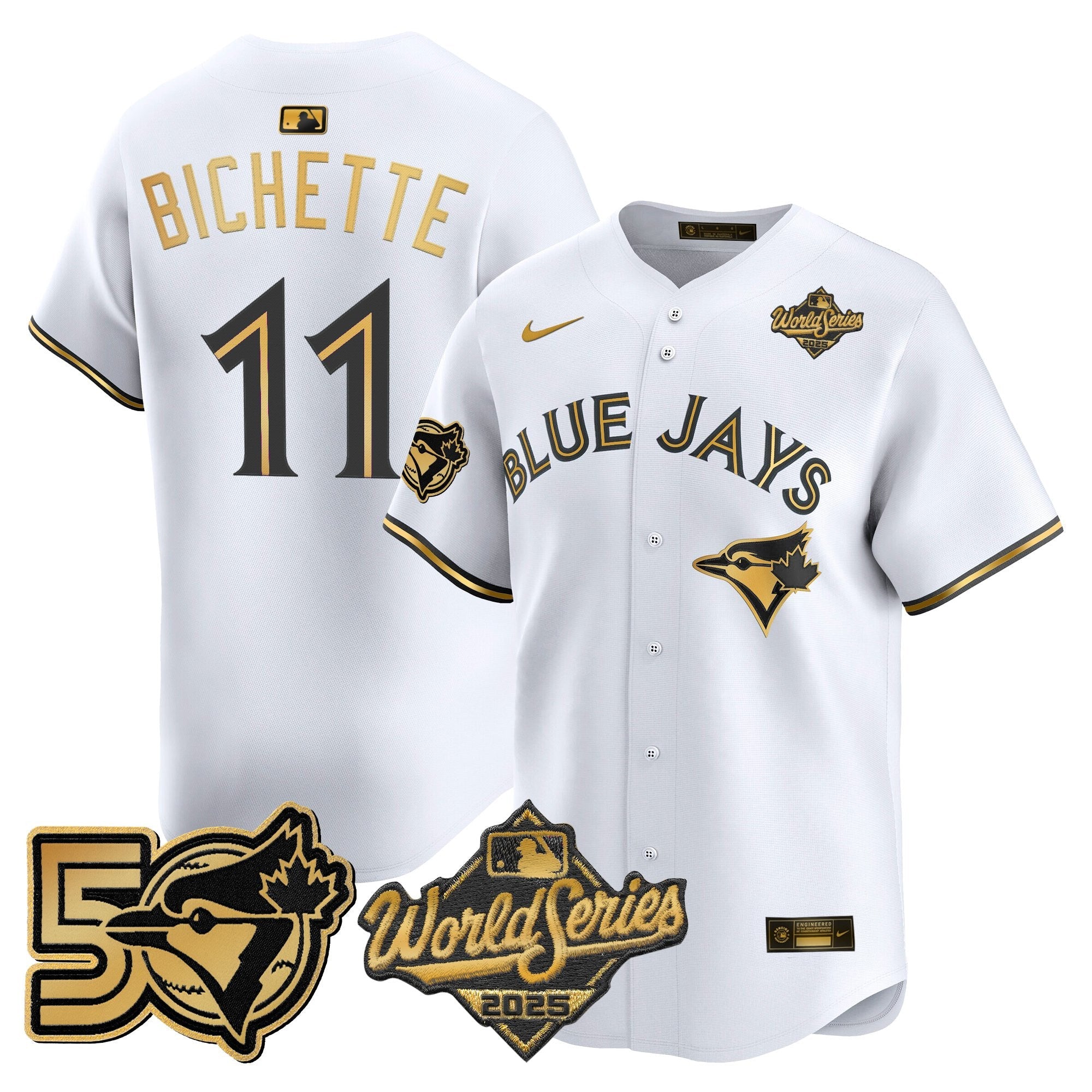 Men's Toronto Blue Jays 2025 World Series Vapor Premier Limited Jersey - 50 Seasons Patch - All Stitched