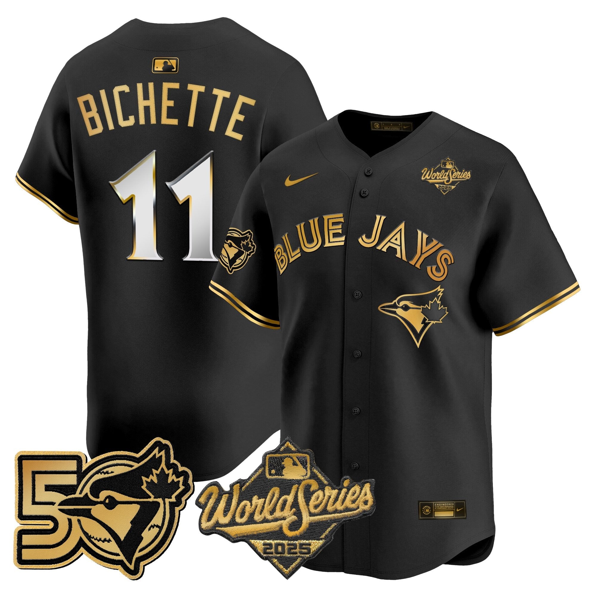 Men's Toronto Blue Jays 2025 World Series Vapor Premier Limited Jersey - 50 Seasons Patch - All Stitched