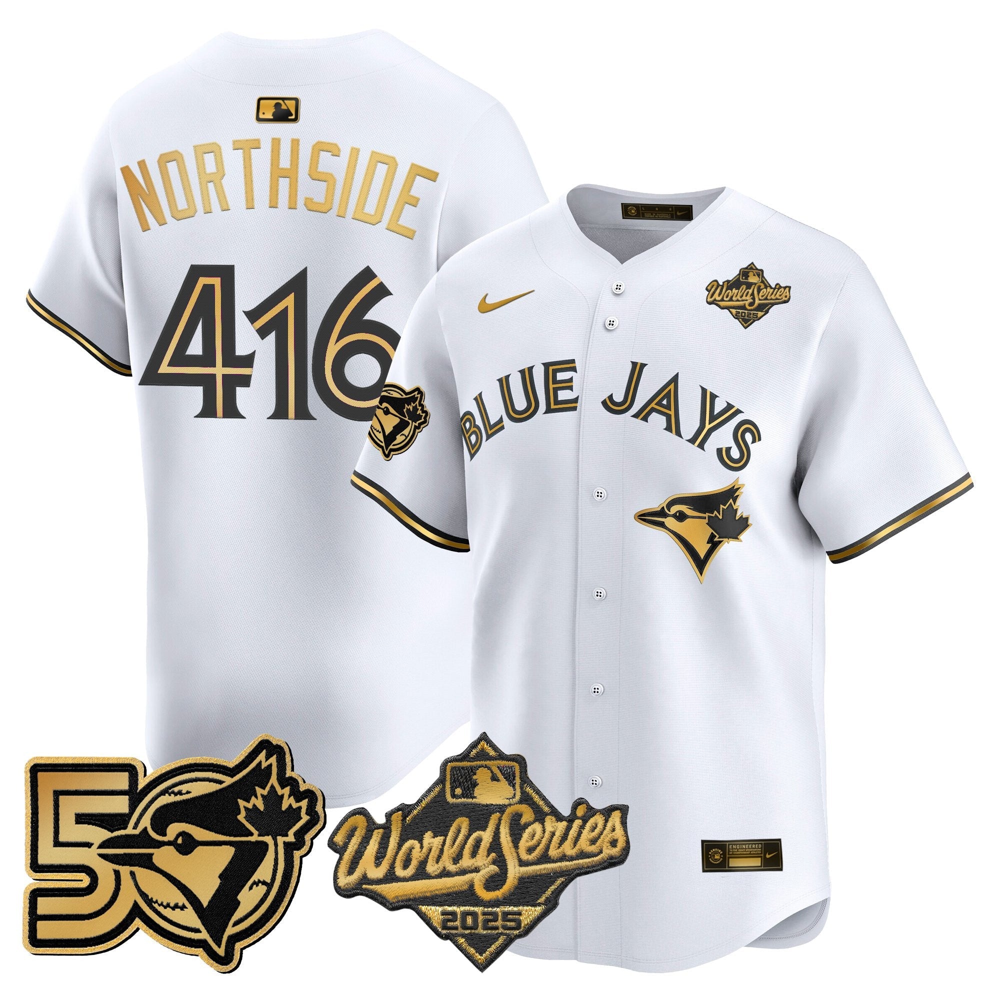 Men's Toronto Blue Jays 2025 World Series Vapor Premier Limited Jersey - 50 Seasons Patch - All Stitched