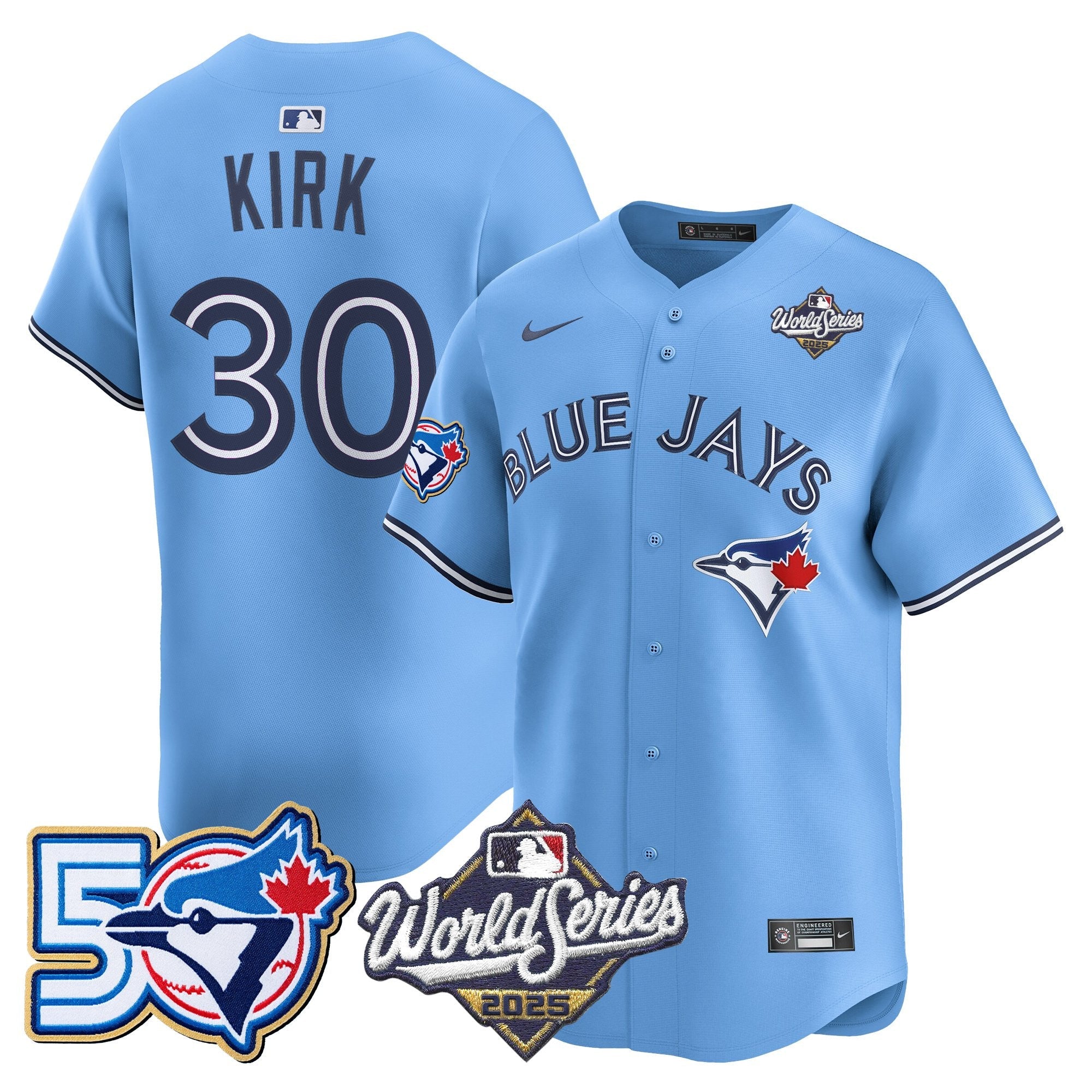 Men's Toronto Blue Jays 2025 World Series Vapor Premier Limited Jersey - 50 Seasons Patch - All Stitched