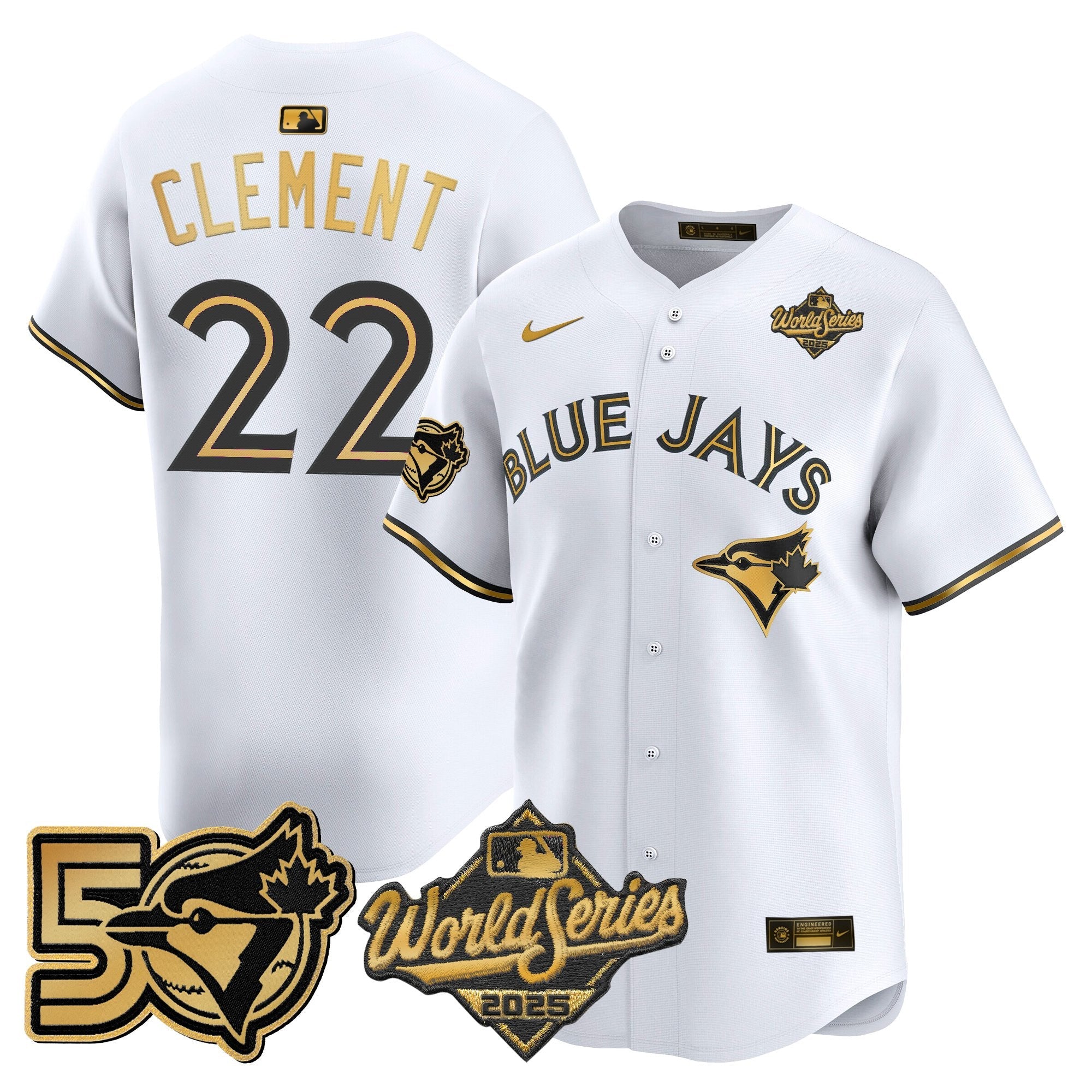 Men's Toronto Blue Jays 2025 World Series Vapor Premier Limited Jersey - 50 Seasons Patch - All Stitched