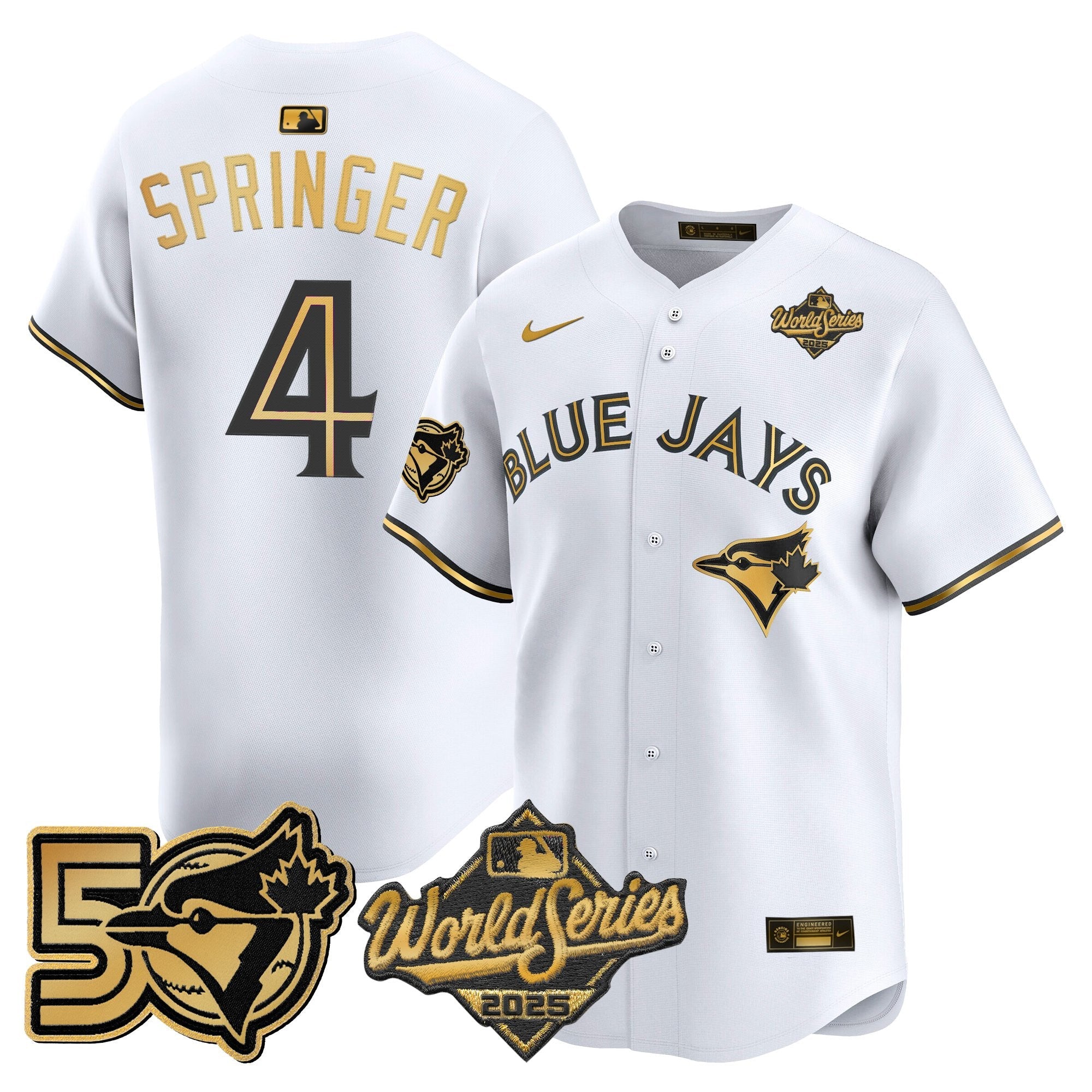 Men's Toronto Blue Jays 2025 World Series Vapor Premier Limited Jersey - 50 Seasons Patch - All Stitched