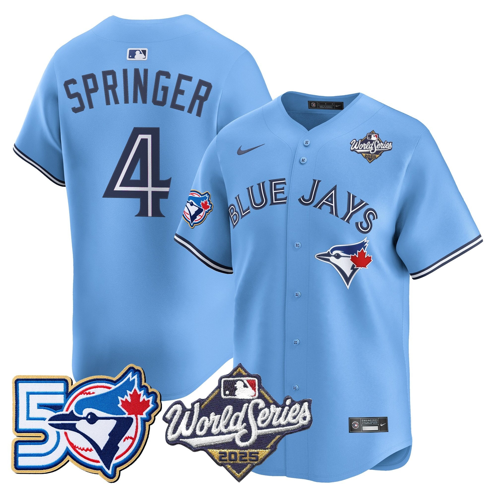 Men's Toronto Blue Jays 2025 World Series Vapor Premier Limited Jersey - 50 Seasons Patch - All Stitched