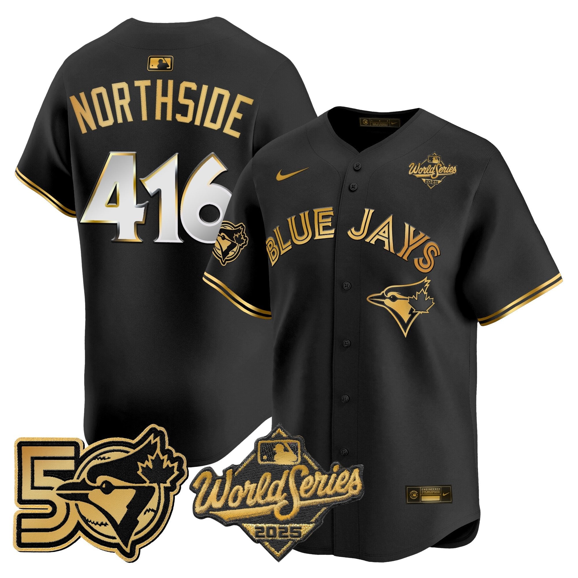 Men's Toronto Blue Jays 2025 World Series Vapor Premier Limited Jersey - 50 Seasons Patch - All Stitched