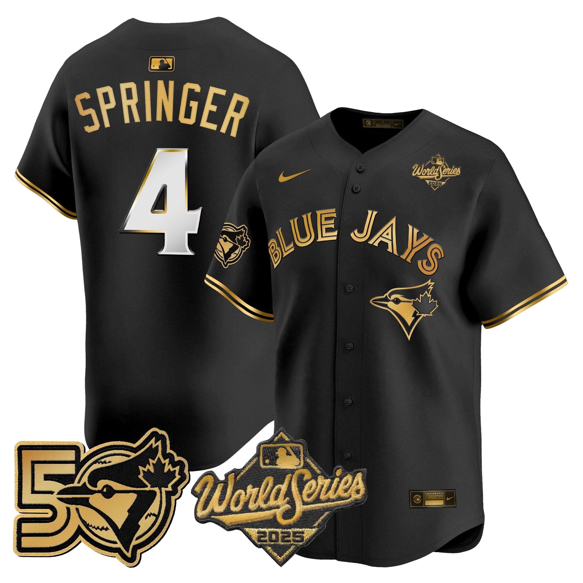 Men's Toronto Blue Jays 2025 World Series Vapor Premier Limited Jersey - 50 Seasons Patch - All Stitched