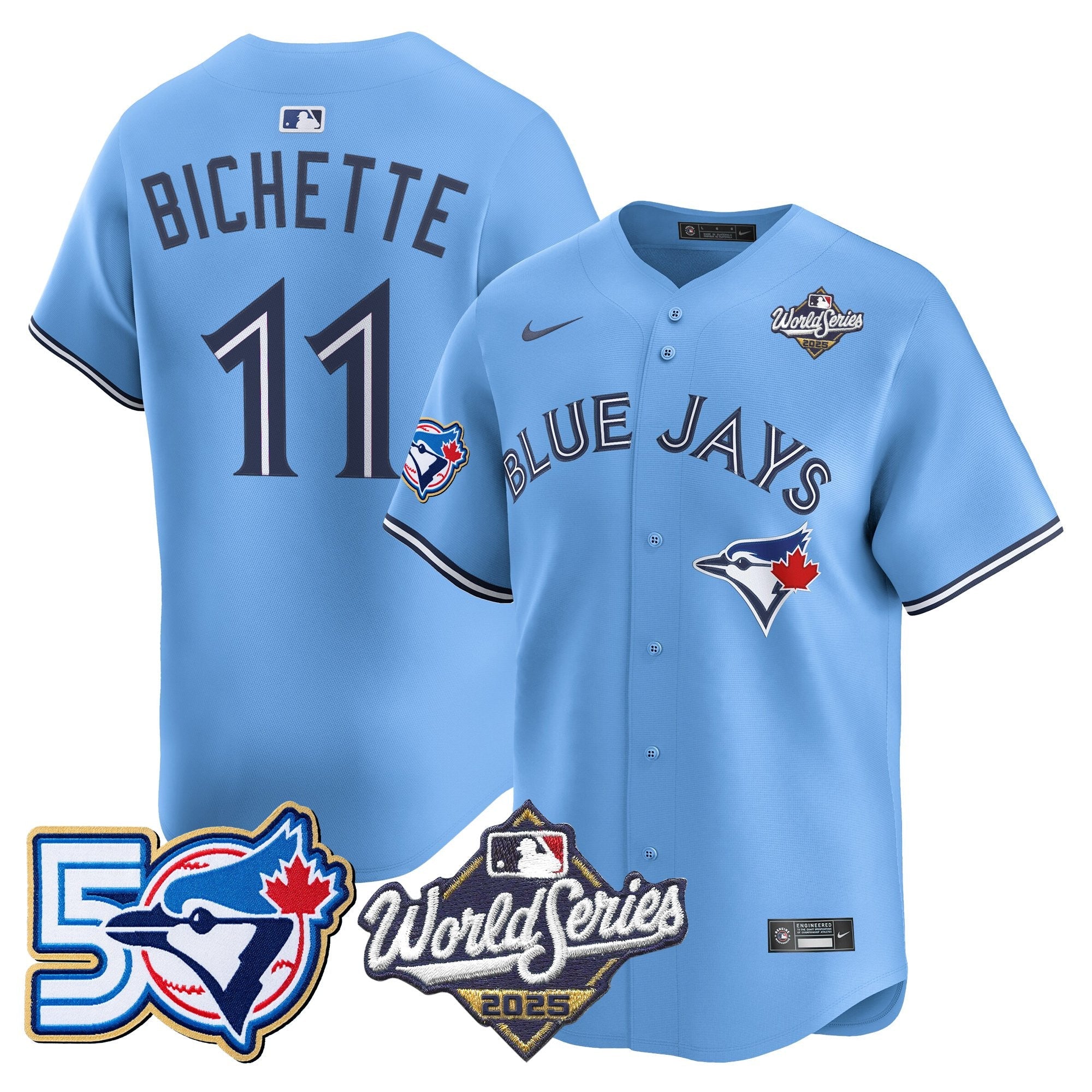 Men's Toronto Blue Jays 2025 World Series Vapor Premier Limited Jersey - 50 Seasons Patch - All Stitched