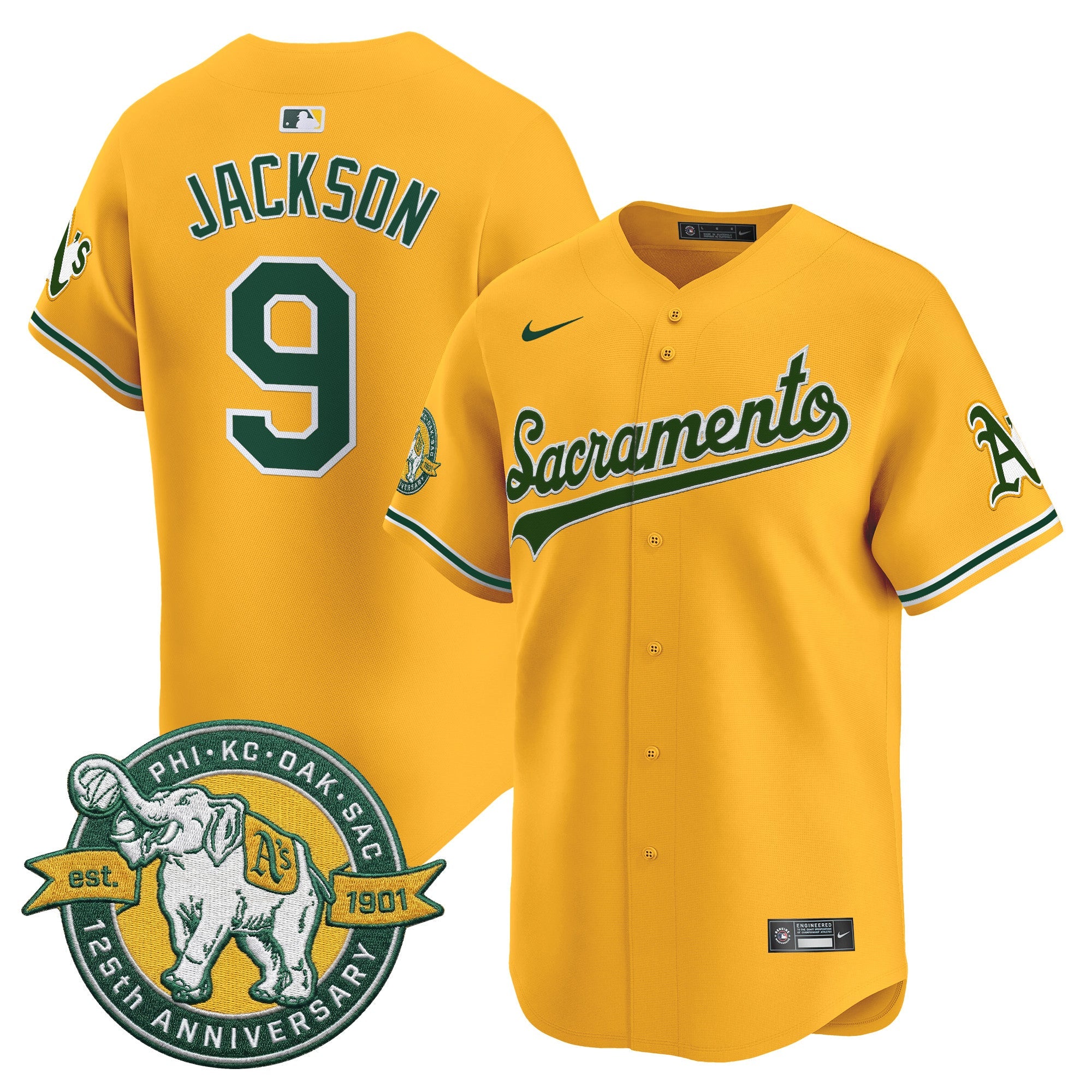 Men's Athletics 'Sacramento Edition' Vapor Premier Limited Jersey - 125th Anniversary Patch - All Stitched